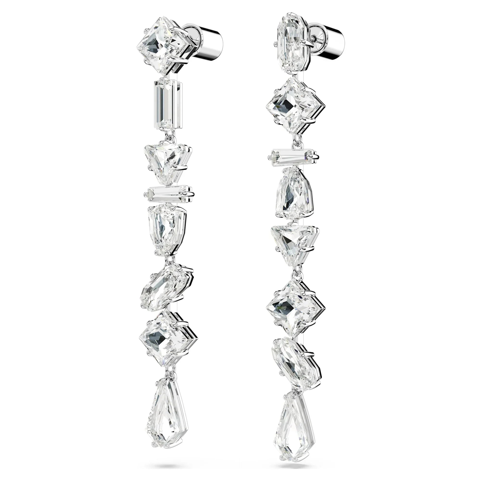 Women's Mesmera Asymmetrical White Silver Earrings – Swarovski view 3
