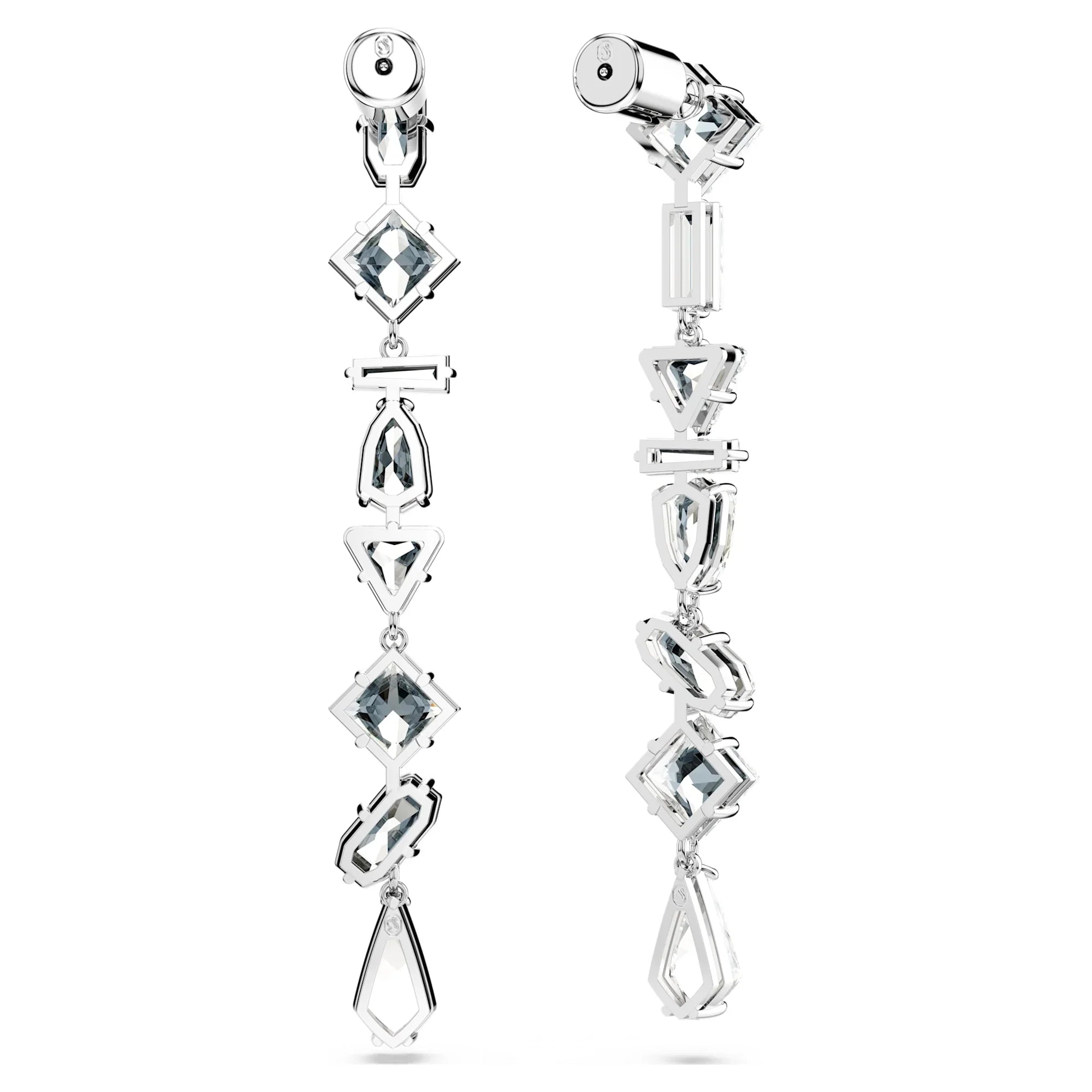 Women's Mesmera Asymmetrical White Silver Earrings – Swarovski view 4