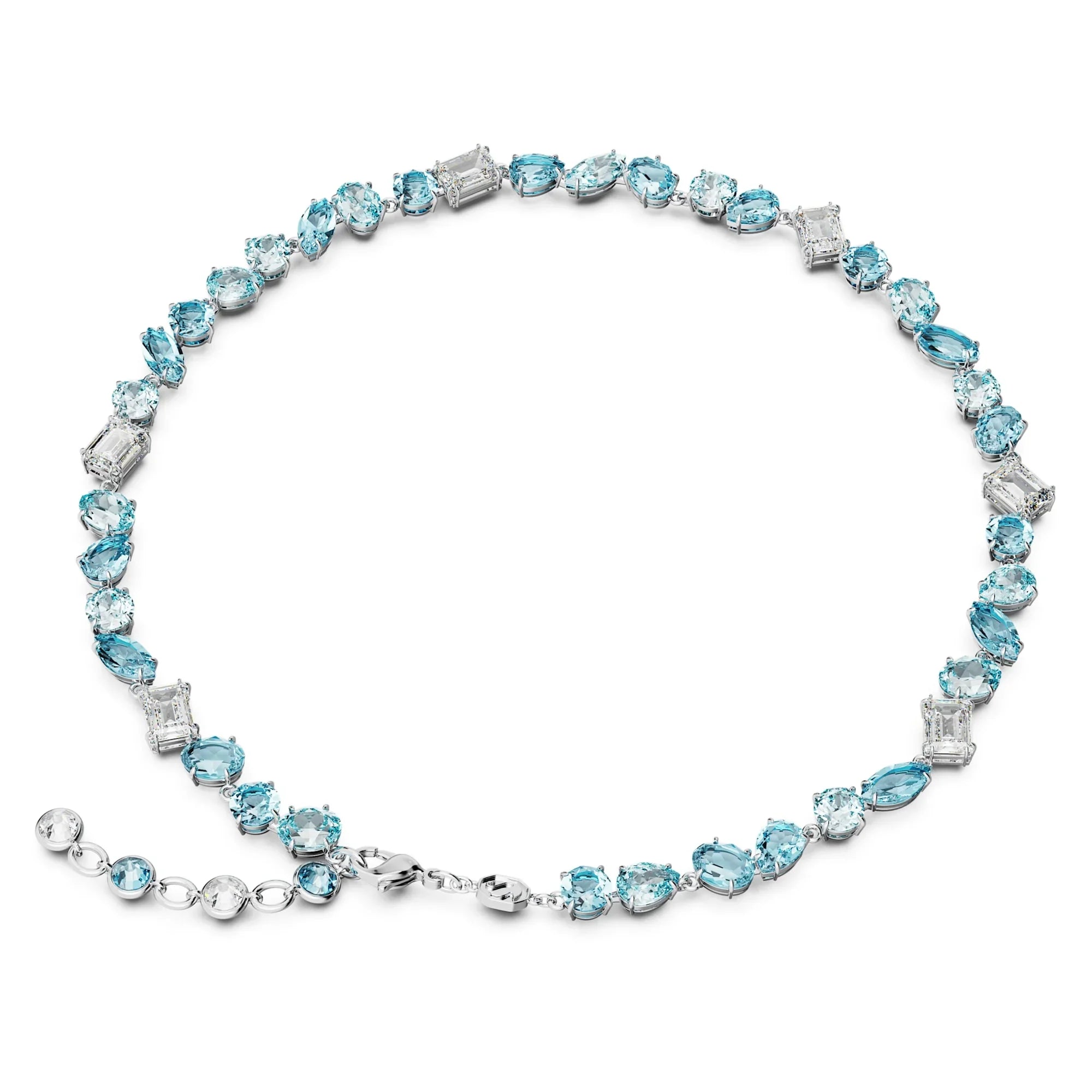 Swarovski Halsketting - Gema - Verschillende maten - Blauw en zilver Bekijk 4