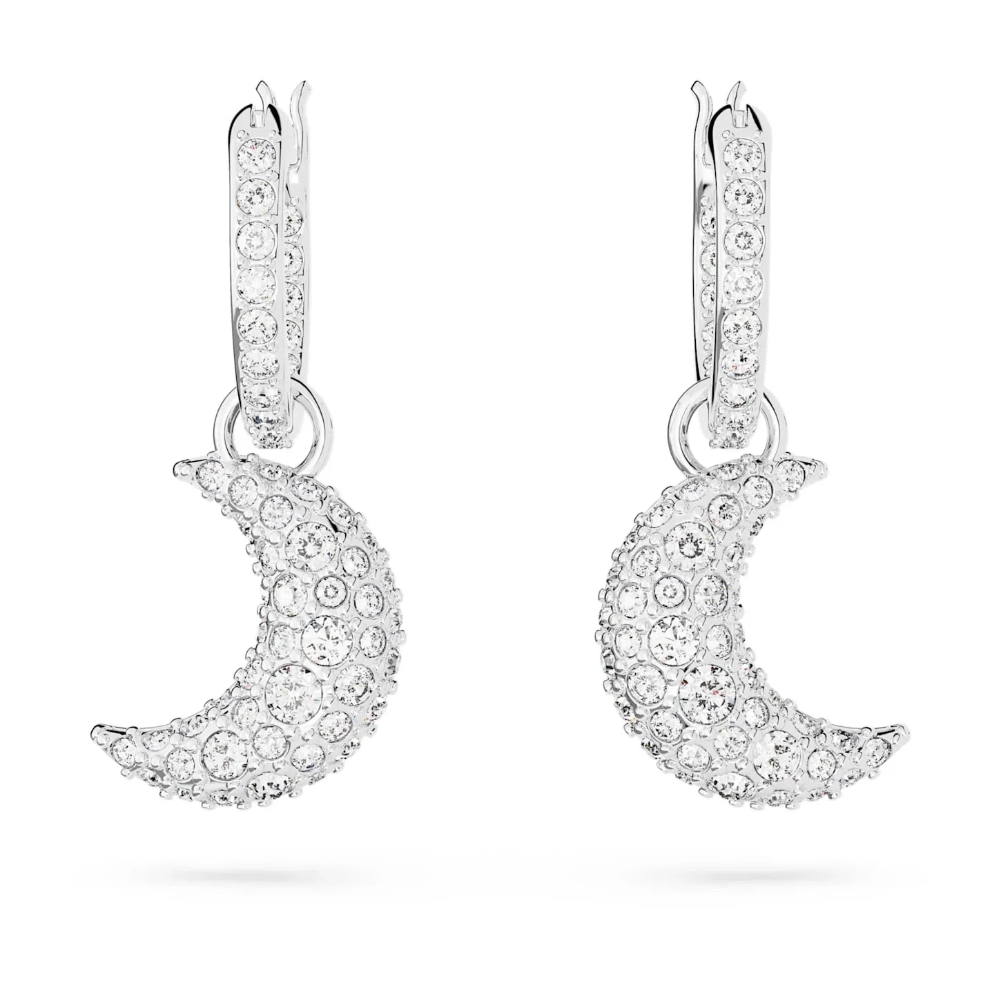 Σκουλαρίκια Swarovski - Luna - Άσπρη & Ασημί όψη 3
