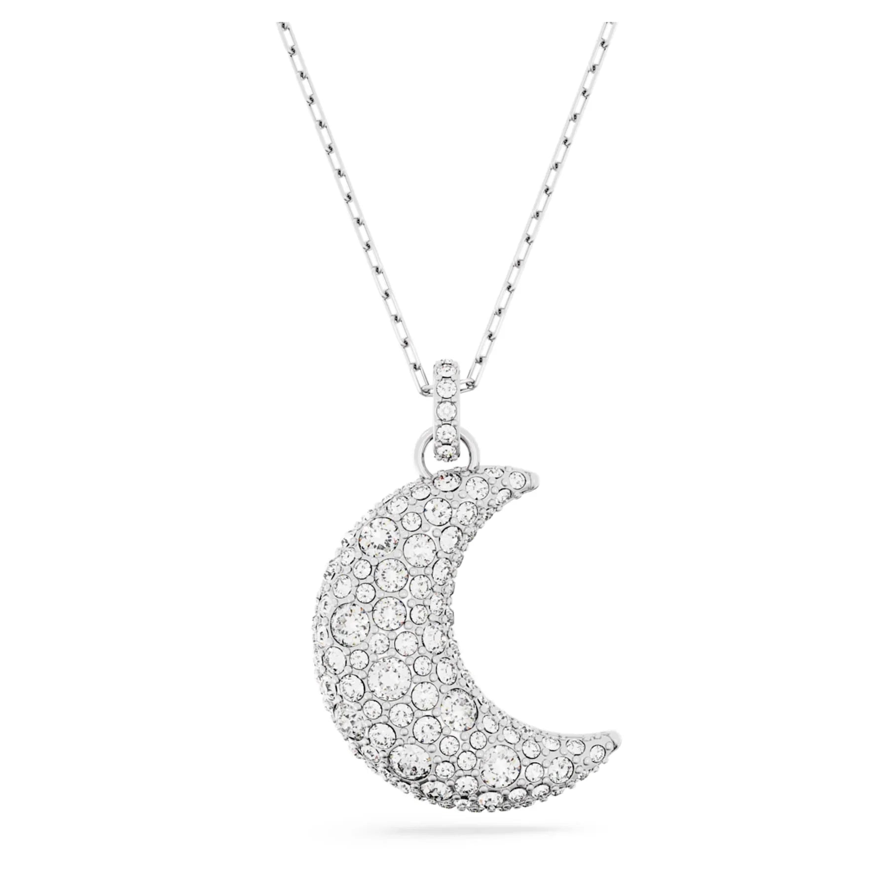 Pandantiv Luna Moon placat cu rodiu alb – Swarovski