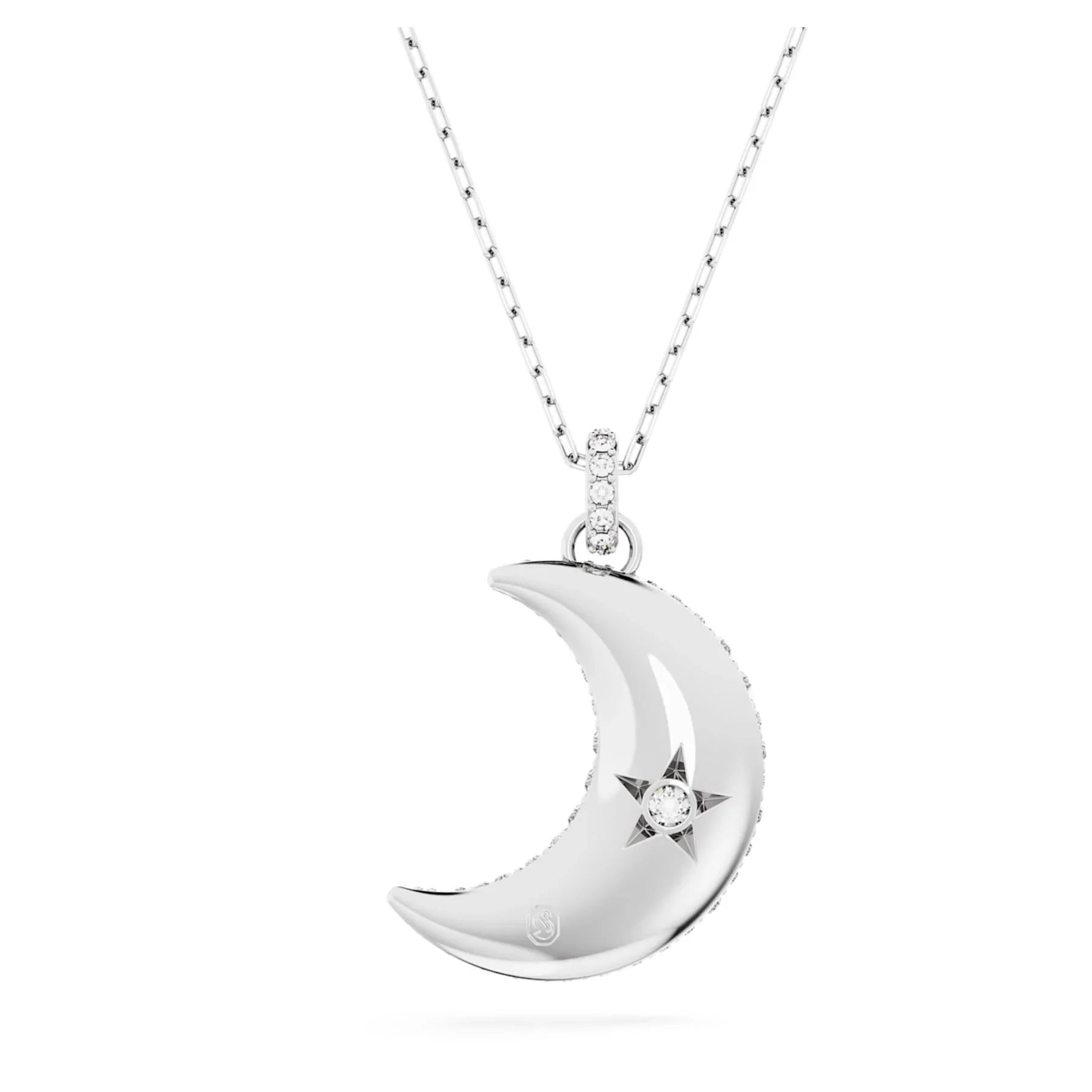 Pandantiv Luna Moon placat cu rodiu alb – vedere Swarovski 4