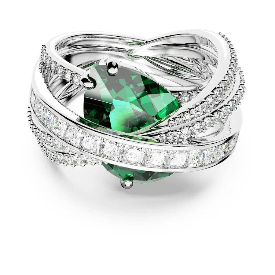 Anel Swarovski - Hipérbole - Vários Tamanhos - Verde e Prata