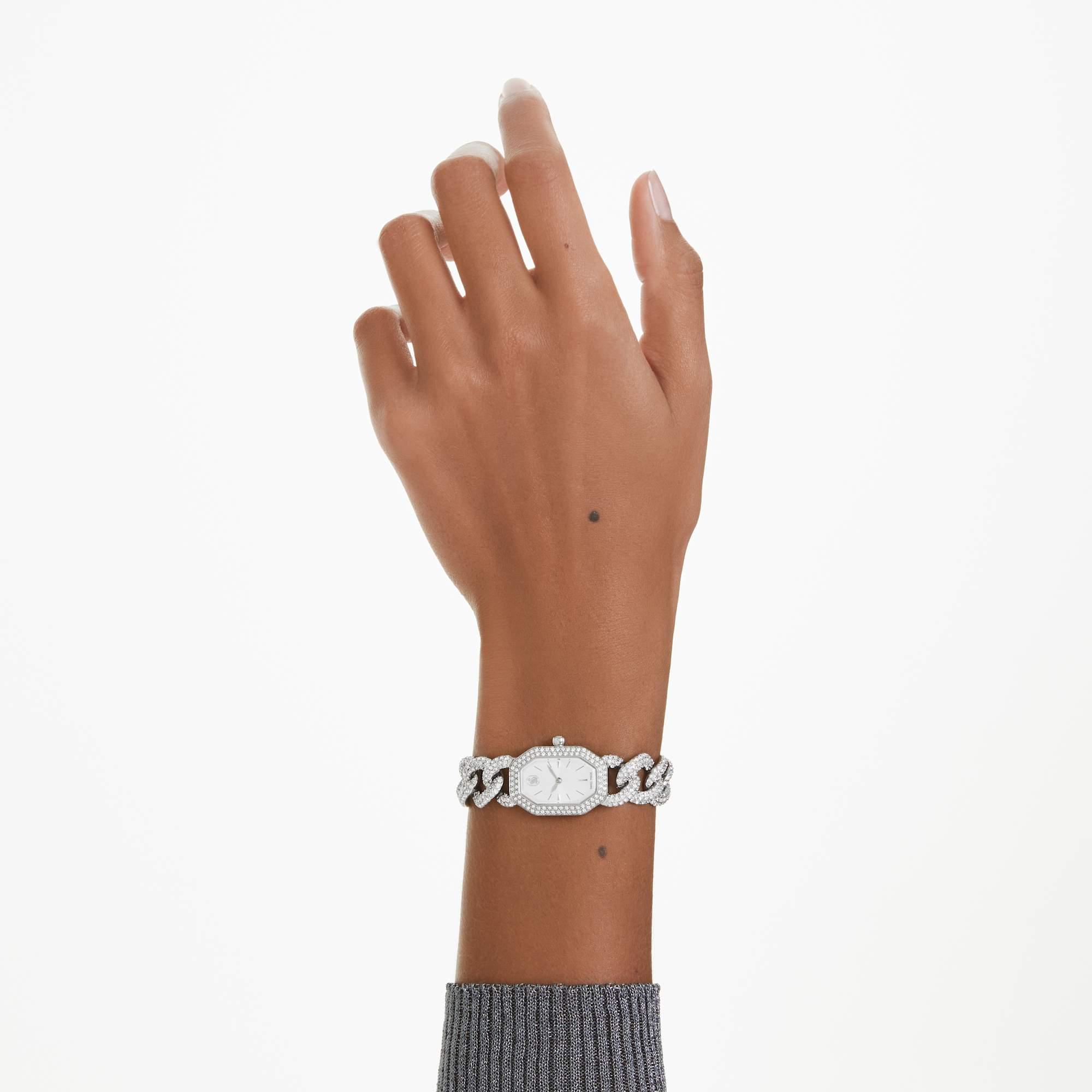 Dámské hodinky Dextera Chain Silver Steel – pohled Swarovski 2