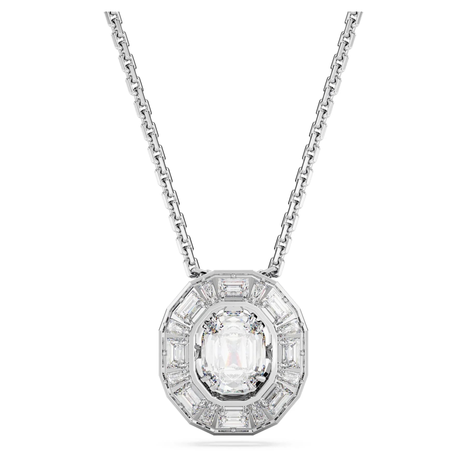 Colgante Mesmera Pequeño Octogonal Plata Blanca – Swarovski