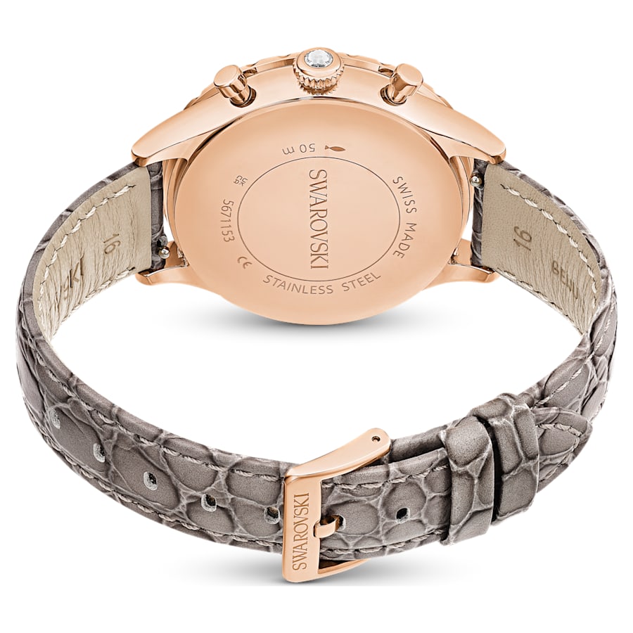 Reloj Octea Chrono de Piel Gris para Mujer – Swarovski