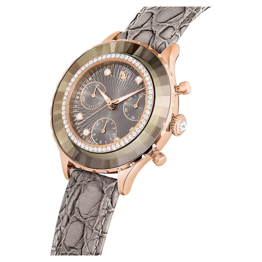 Reloj Octea Chrono de Piel Gris para Mujer – Swarovski