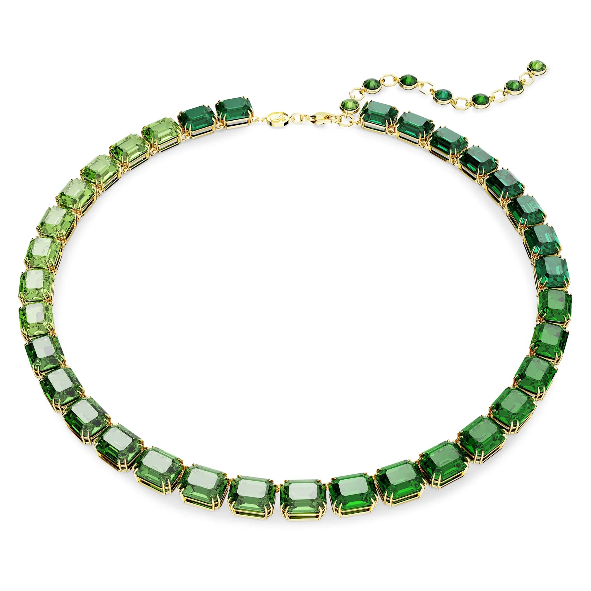 Millenia Tennis Halskæde Gradient Octagonal Green Gold – Swarovski