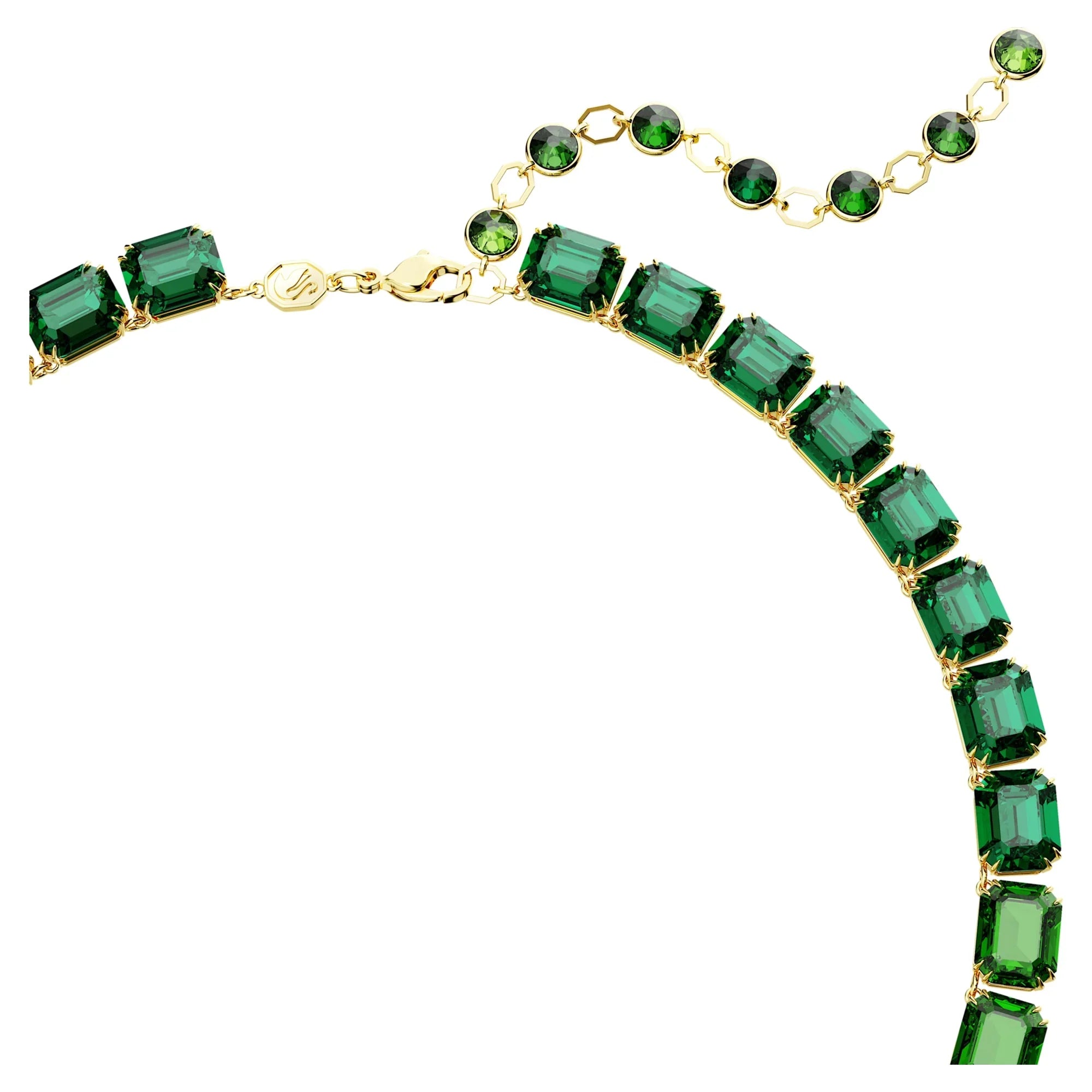 Millenia Tennis Halskæde Gradient Octagonal Green Gold – Swarovski view 3