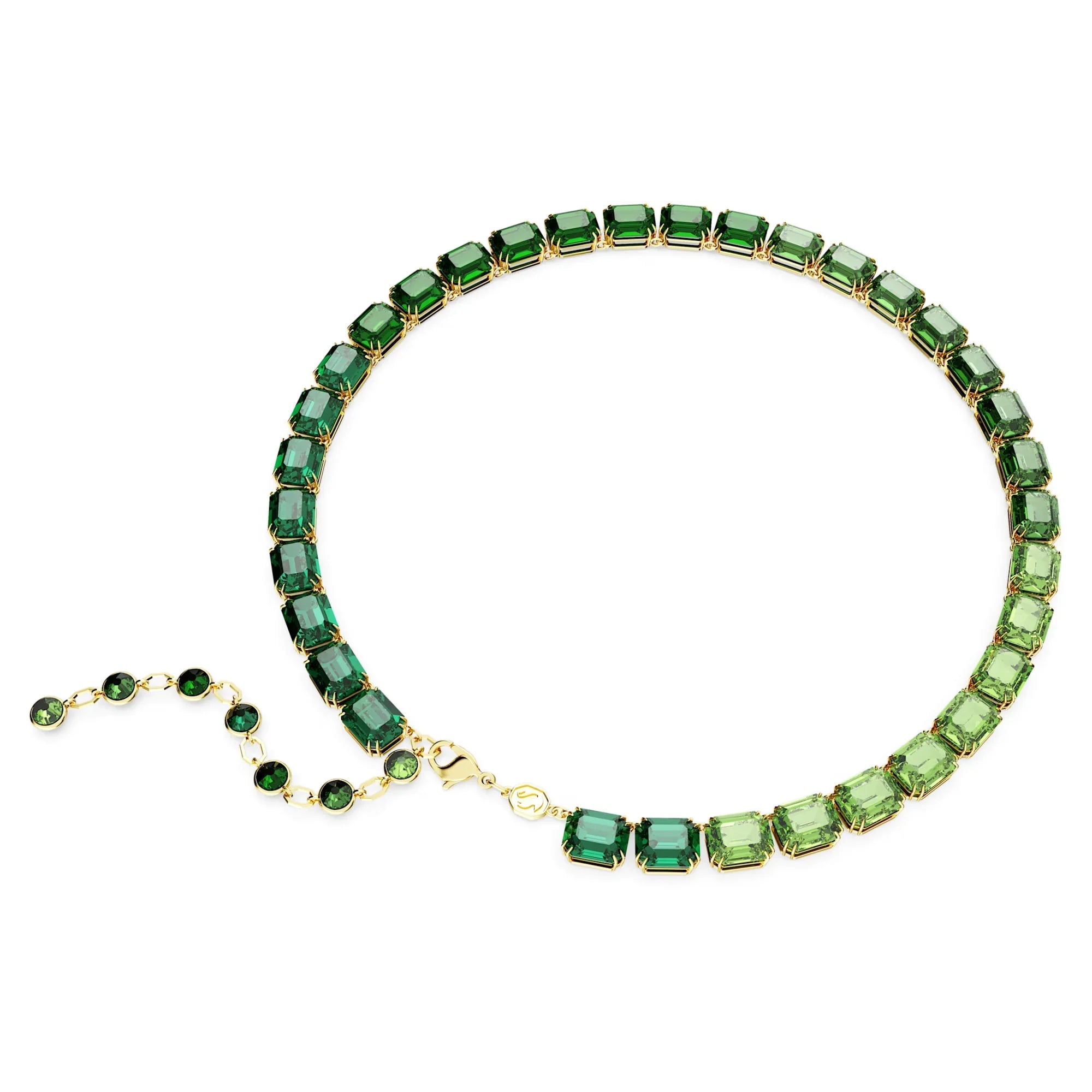 Millenia Tennis Halskæde Gradient Octagonal Green Gold – Swarovski view 4
