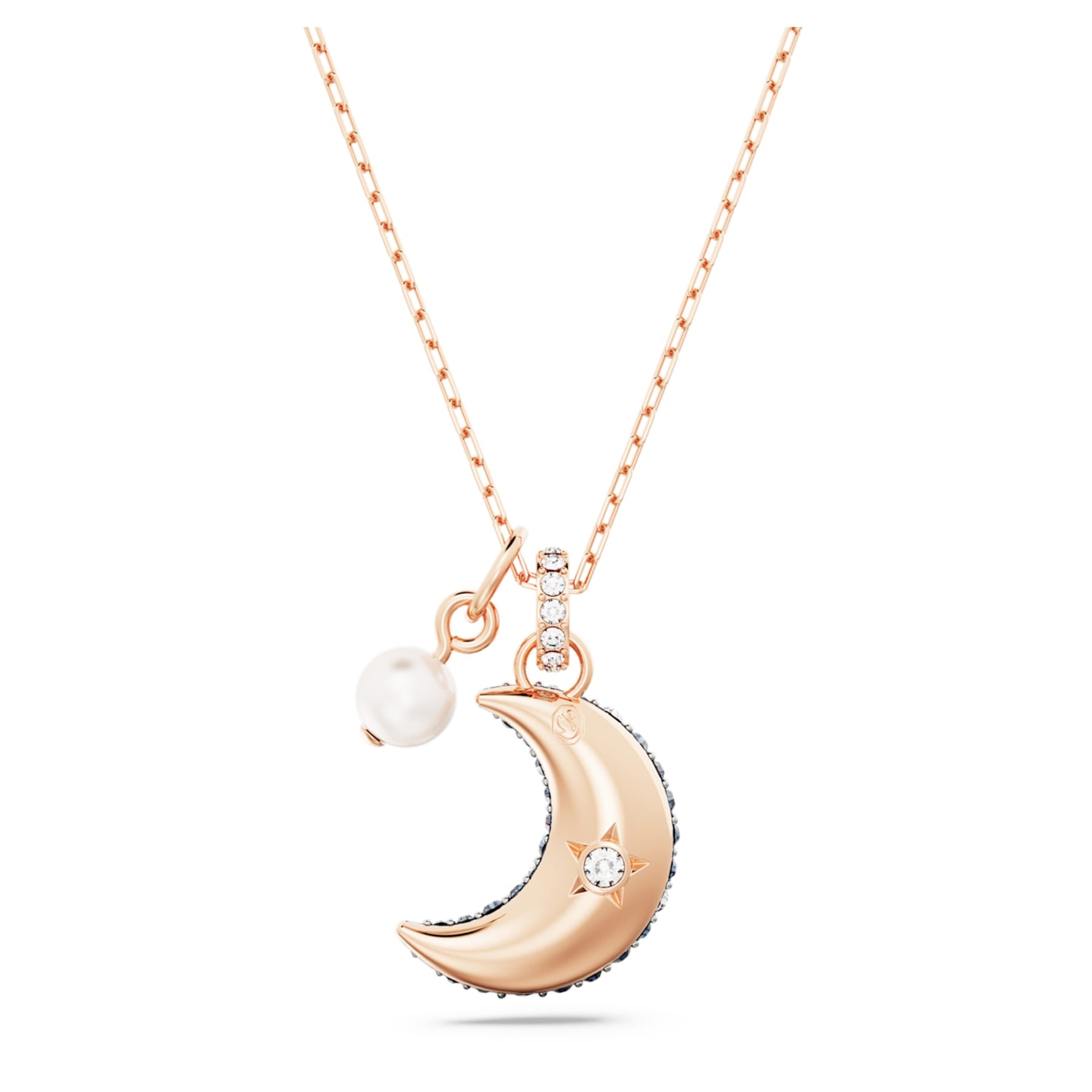 Pendentif Luna Lune Perle Multicolore Doré Rose – Swarovski