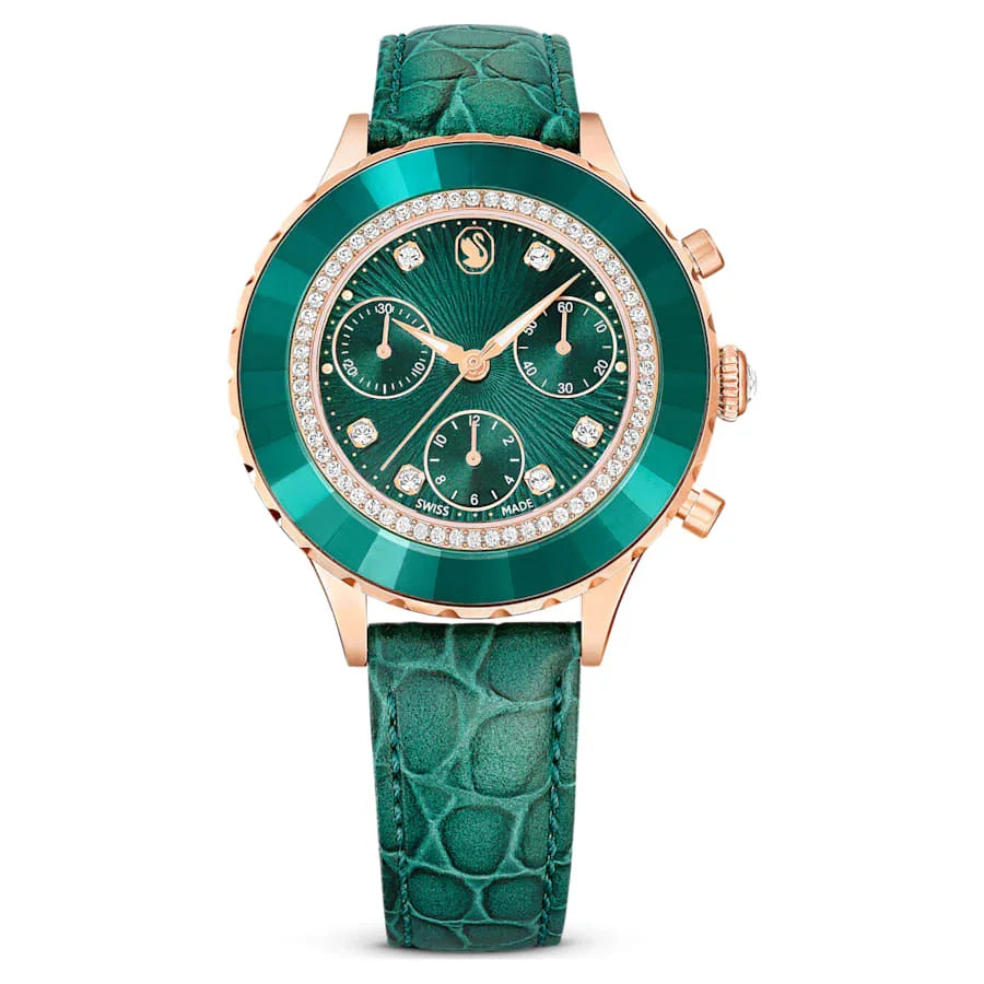 Orologio da donna Octea Chrono in pelle verde – Swarovski vista 2