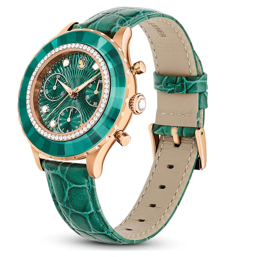 Orologio da donna Octea Chrono in pelle verde – Swarovski
