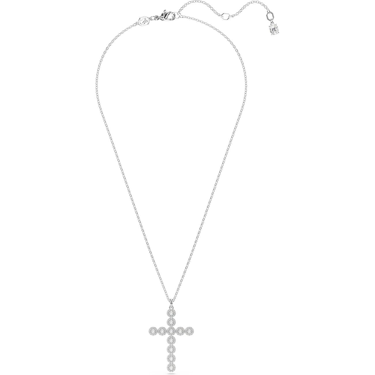 White Silver Cross Badge Pendant – Swarovski