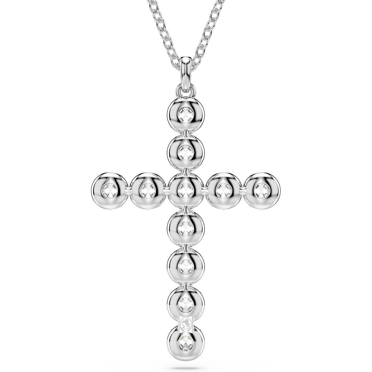 White Silver Cross Badge Pendant – Swarovski