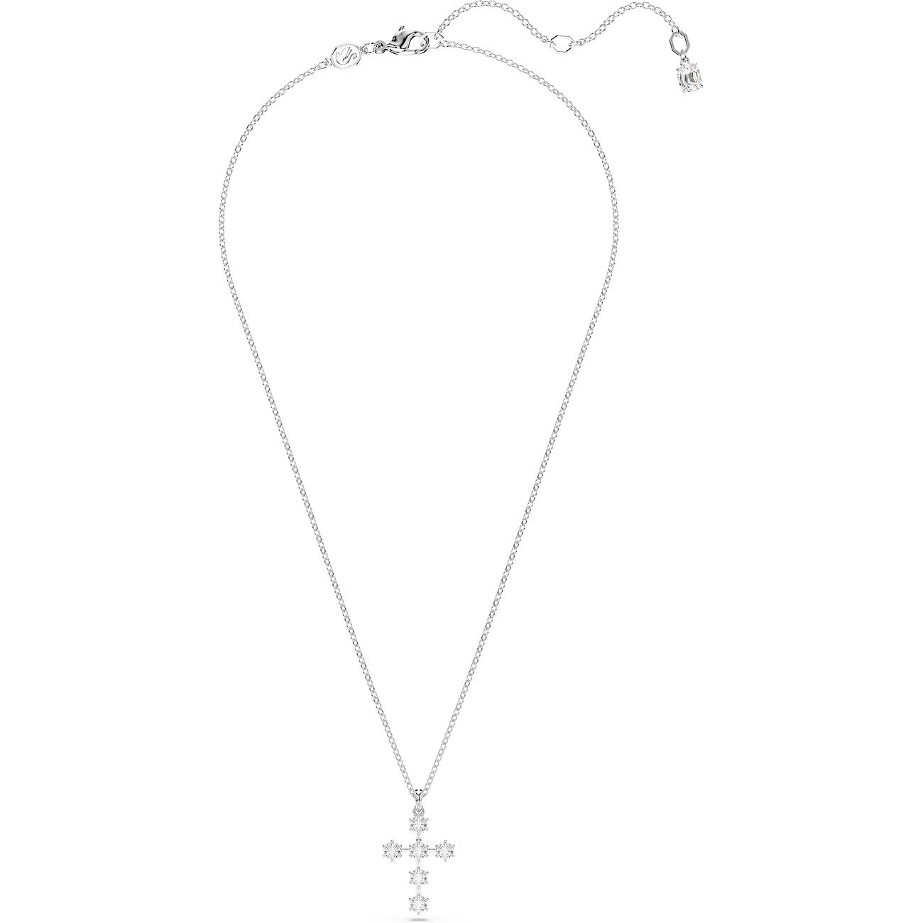 White Silver Cross Badge Pendant – Swarovski