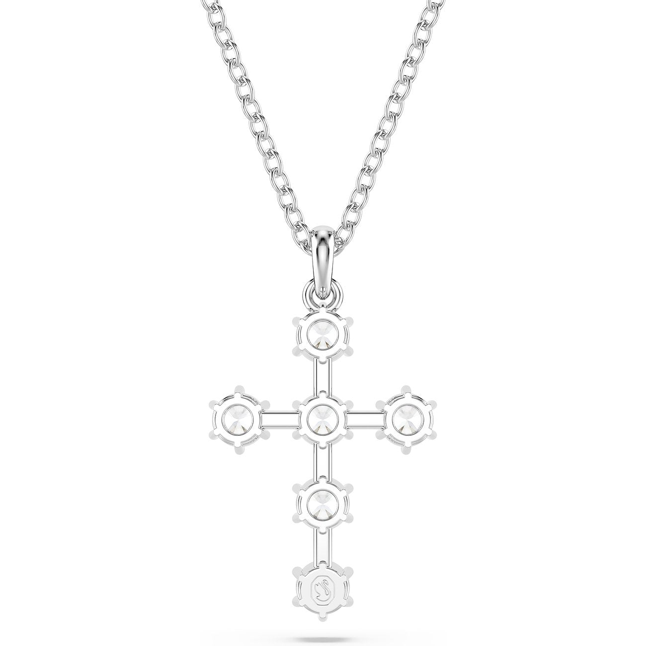White Silver Cross Badge Pendant – Swarovski