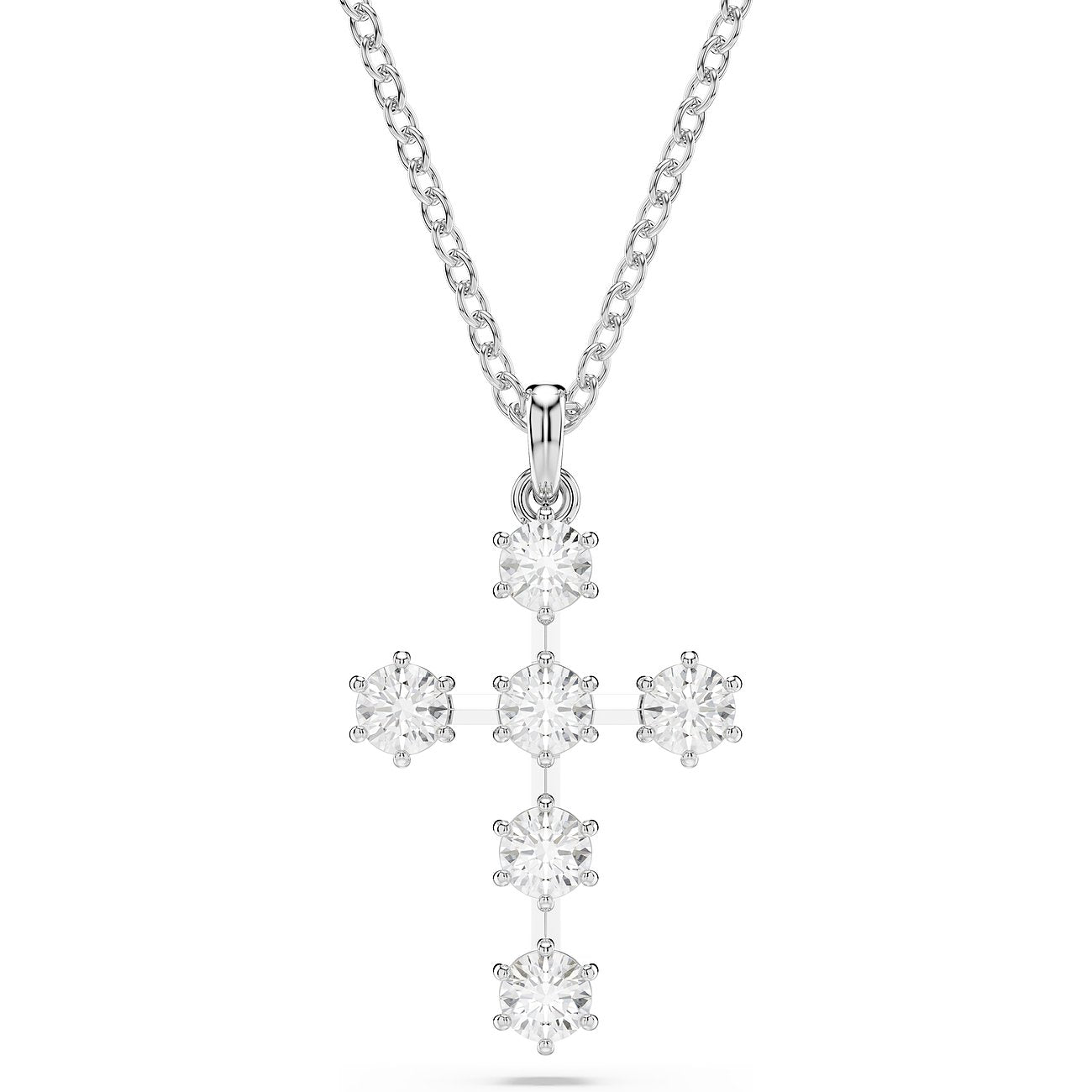 White Silver Cross Badge Pendant – Swarovski