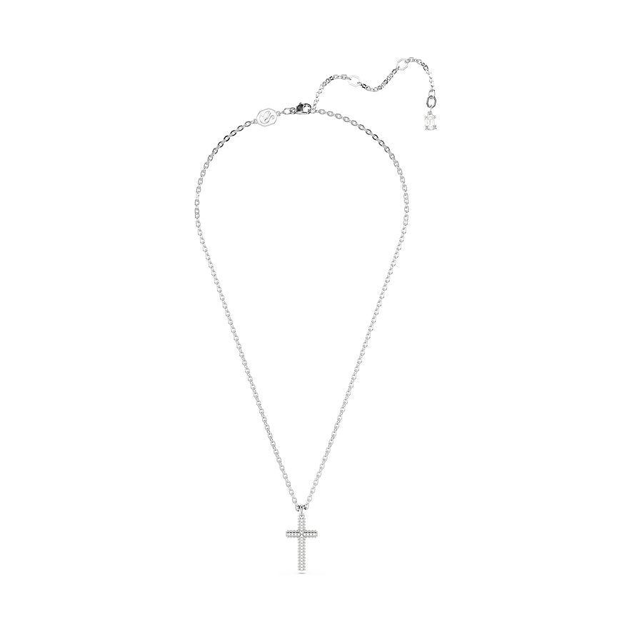 White Silver Cross Badge Pendant – Swarovski