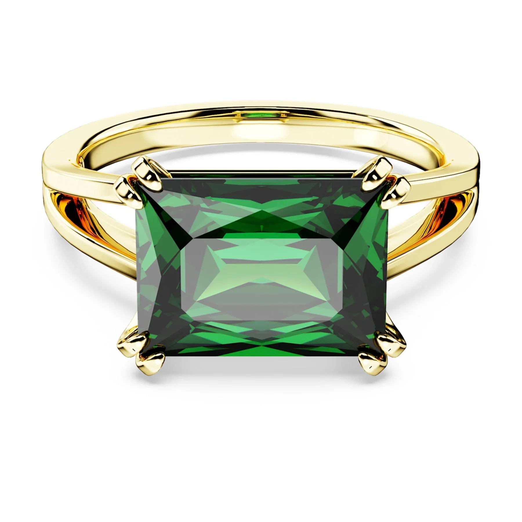 Anel Swarovski - Stilla - Retangular - Revestimento em tom verde e dourado