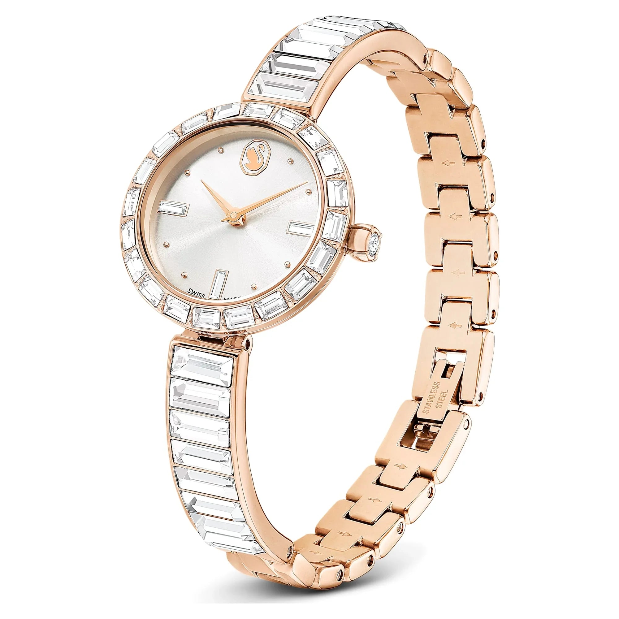Matrix Bangle női karóra, fehér kristály rózsa arany – Swarovski