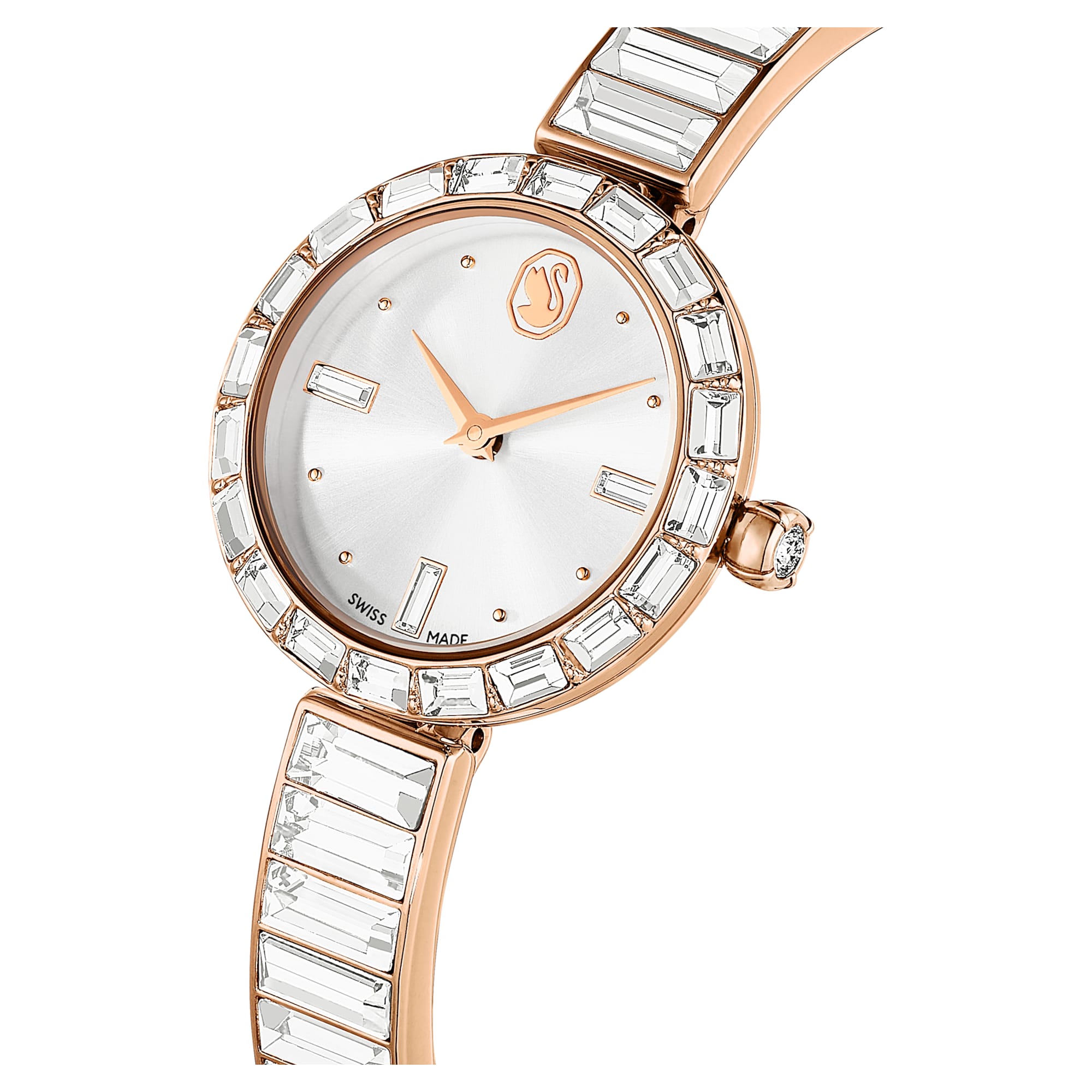 Matrix Bangle Women's Watch White Crystal Rose Gold – Swarovski