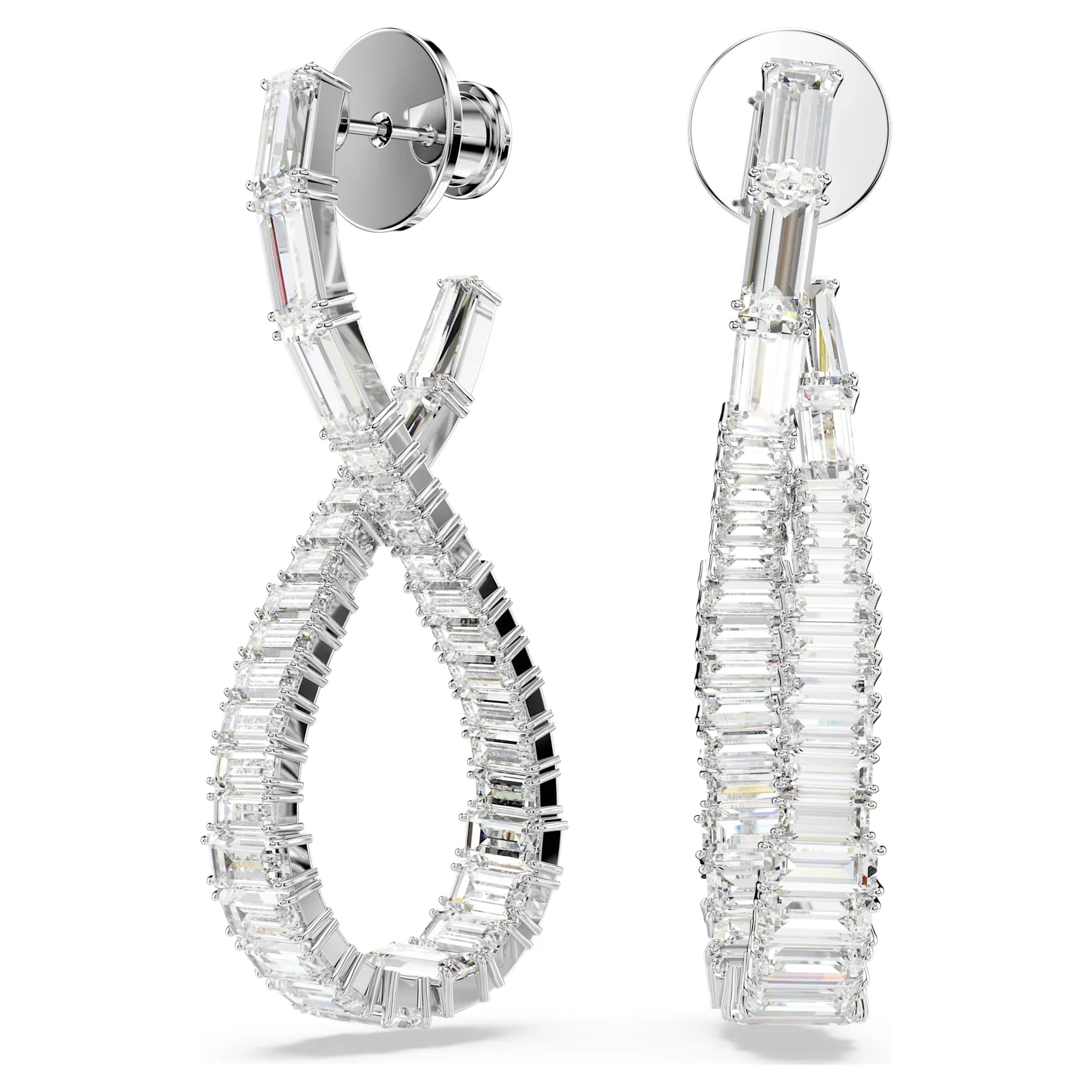 Hyperbola Infini hvit sølv øredobber for kvinner – Swarovski