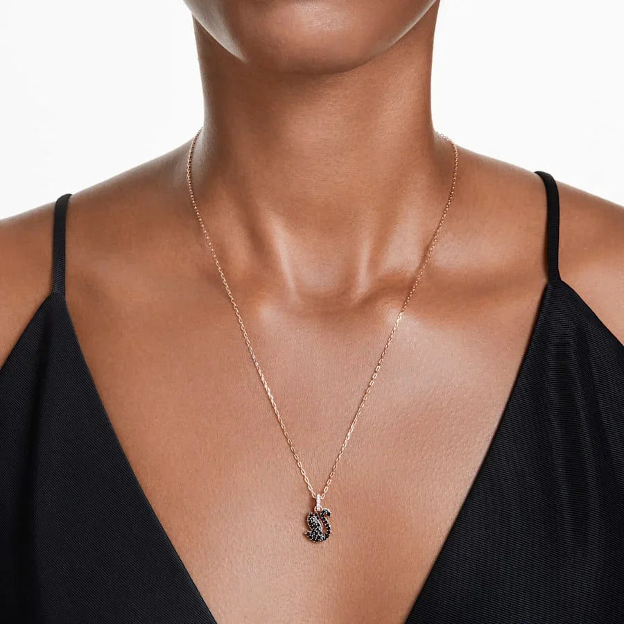 Swarovski medál - Swan - Black & Rosé nézet 2