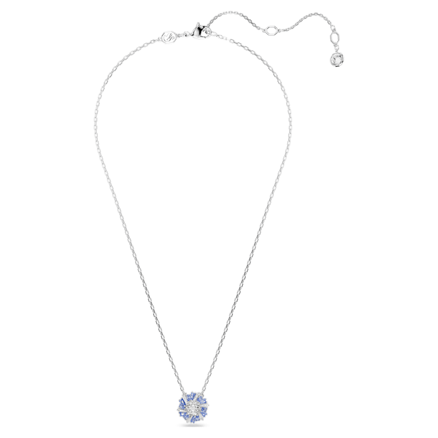 Rhodium-plated Blue Flower Idyllia Pendant – Swarovski