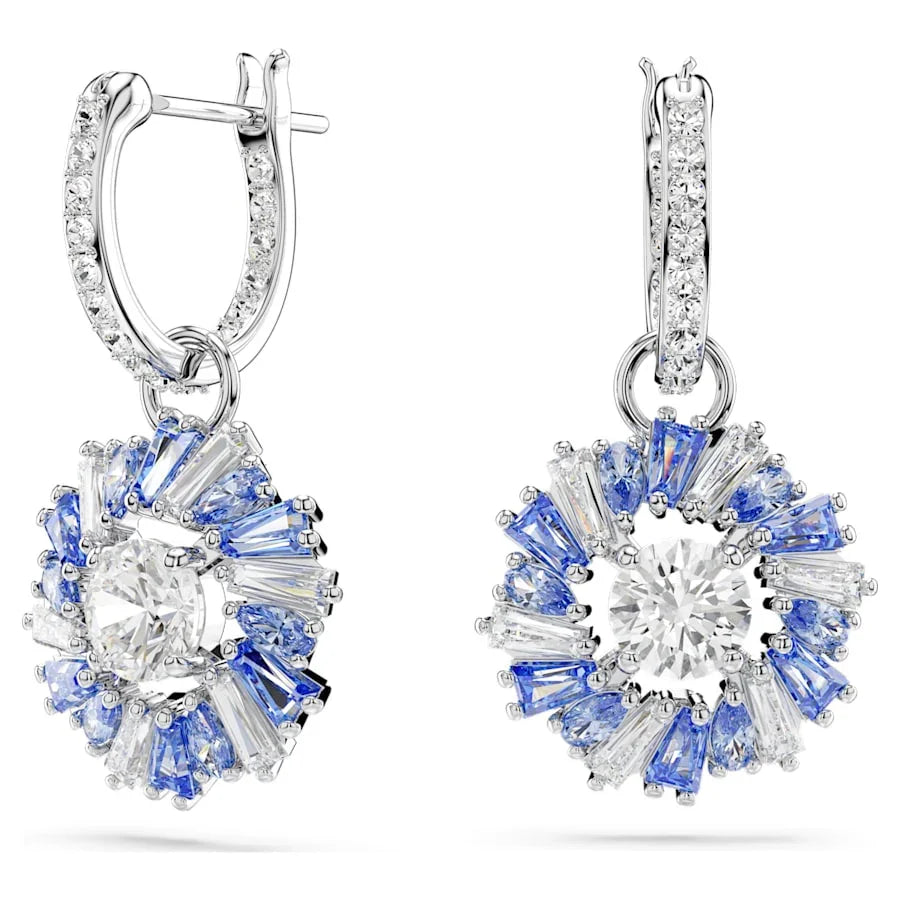 Damskie kolczyki w kolorze niebiesko-srebrnym Idyllia Flower – Swarovski