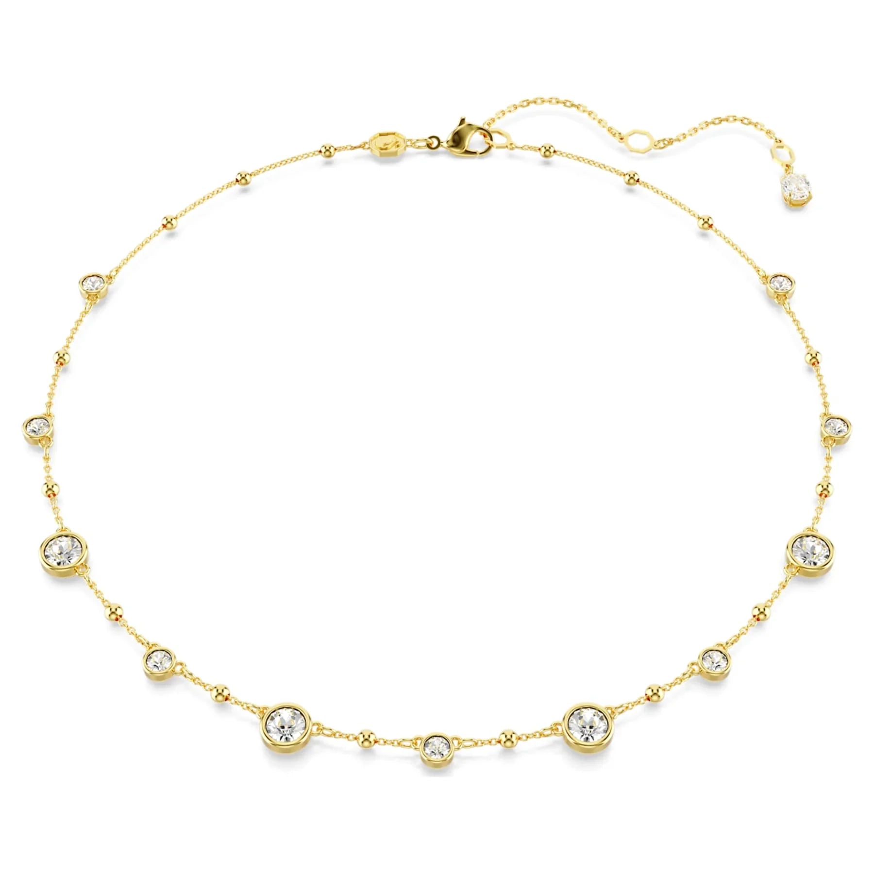 Colar Swarovski - Imber - Corte Redondo - Branco e Dourado