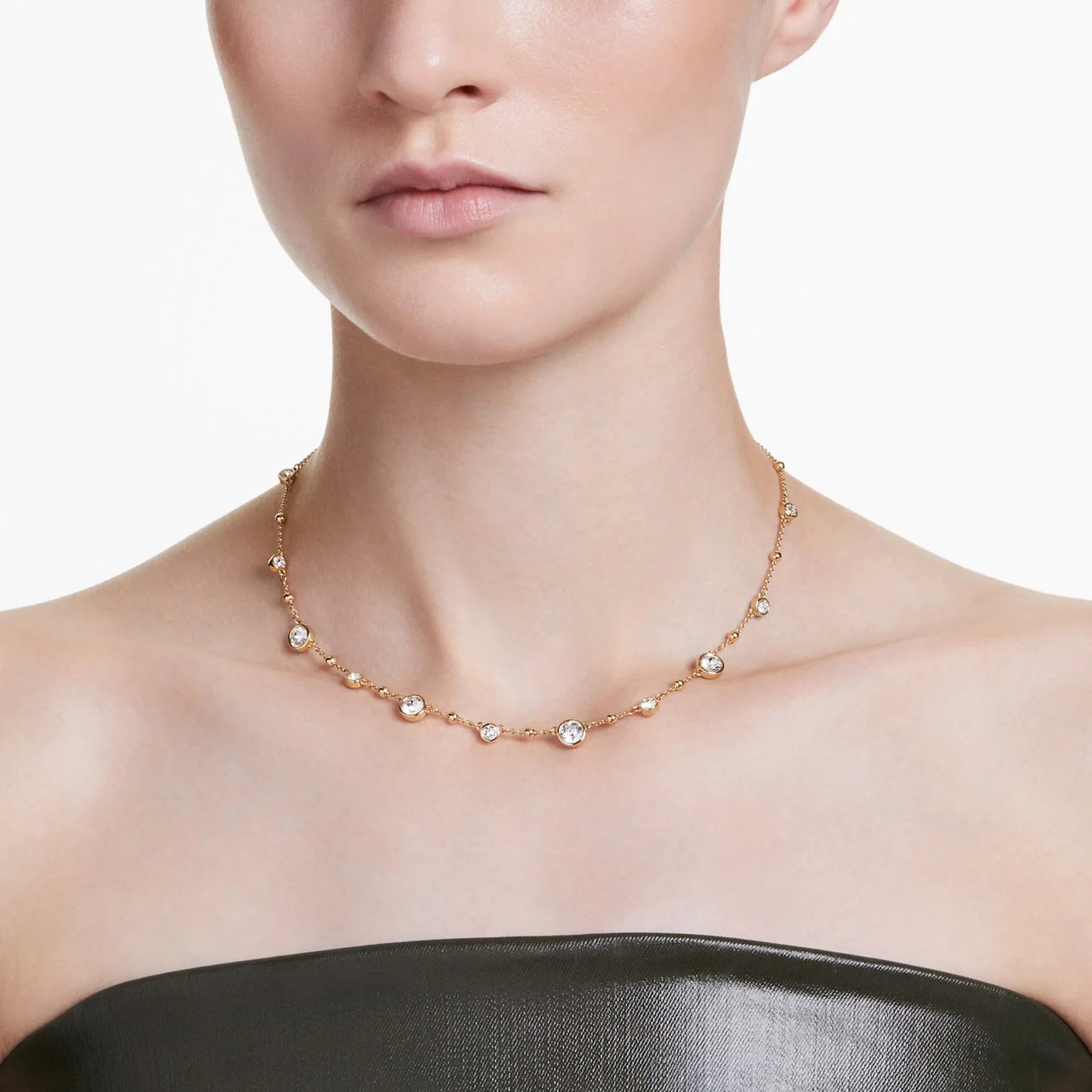 Collar Swarovski - Imber - Corte redondo - Blanco y Oro vista 3