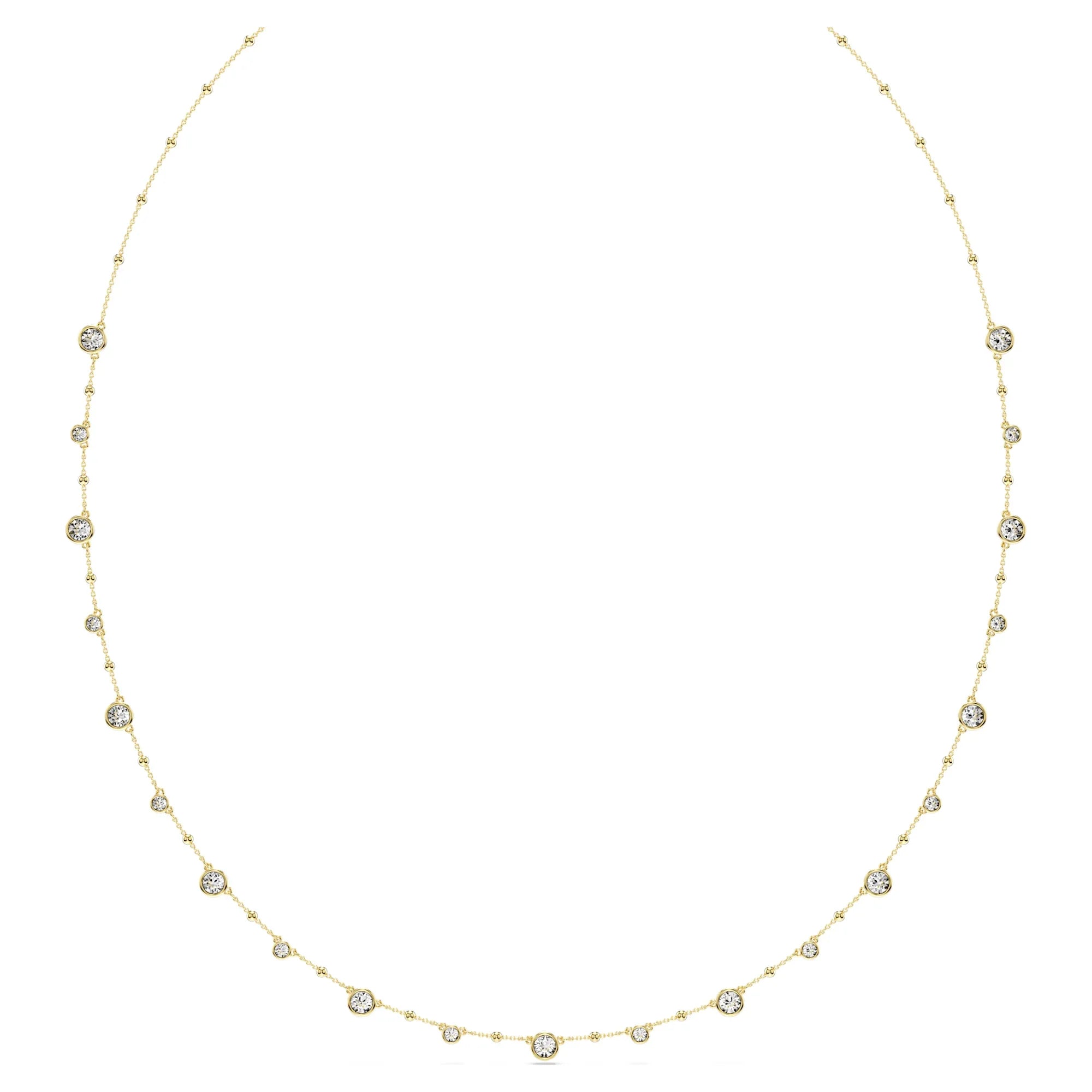 Swarovski Kolye - İmber - Yuvarlak Kesim - Beyaz & Altın