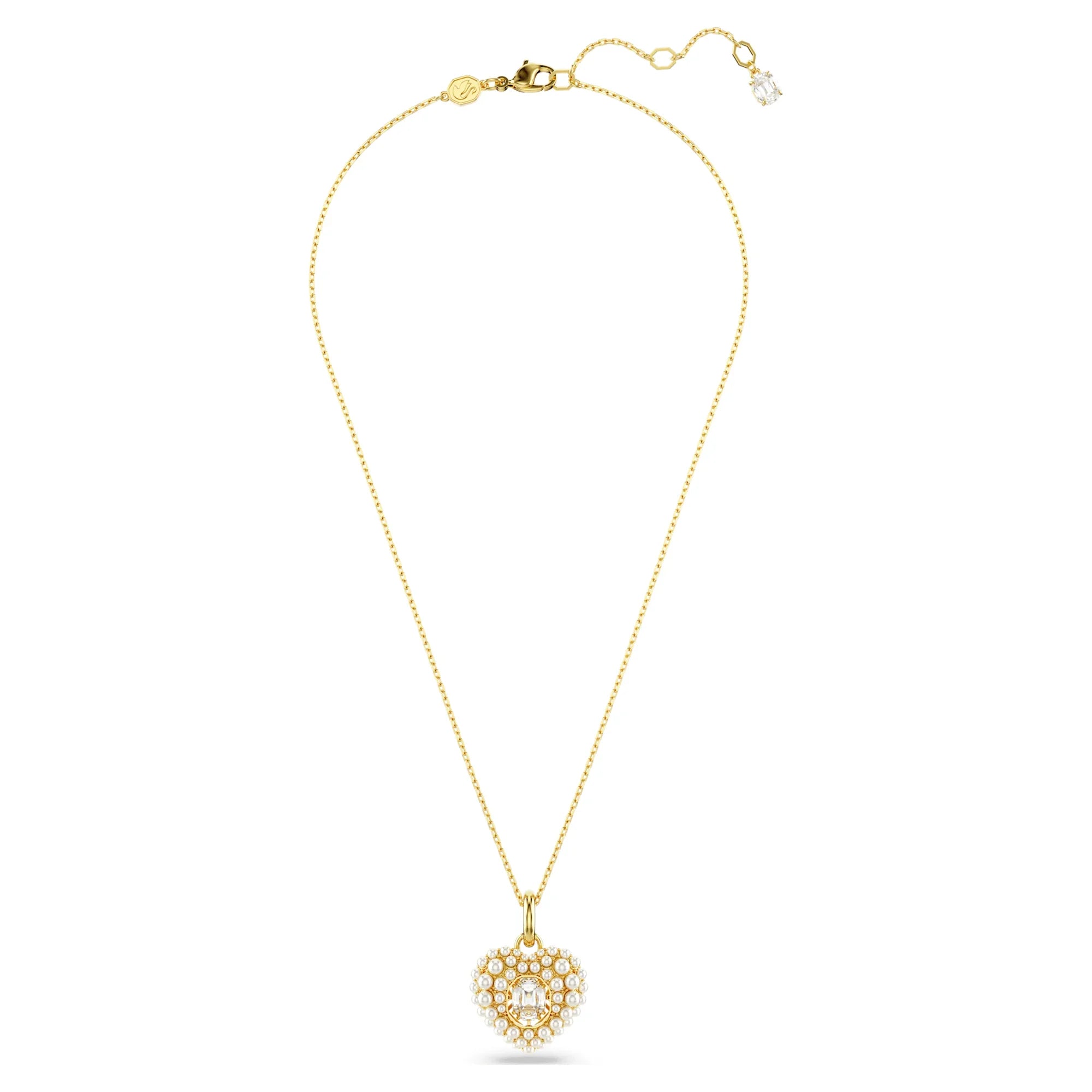 Hyperbola Heart Crystal Pearl Pendant White Gold – Swarovski nézet 3