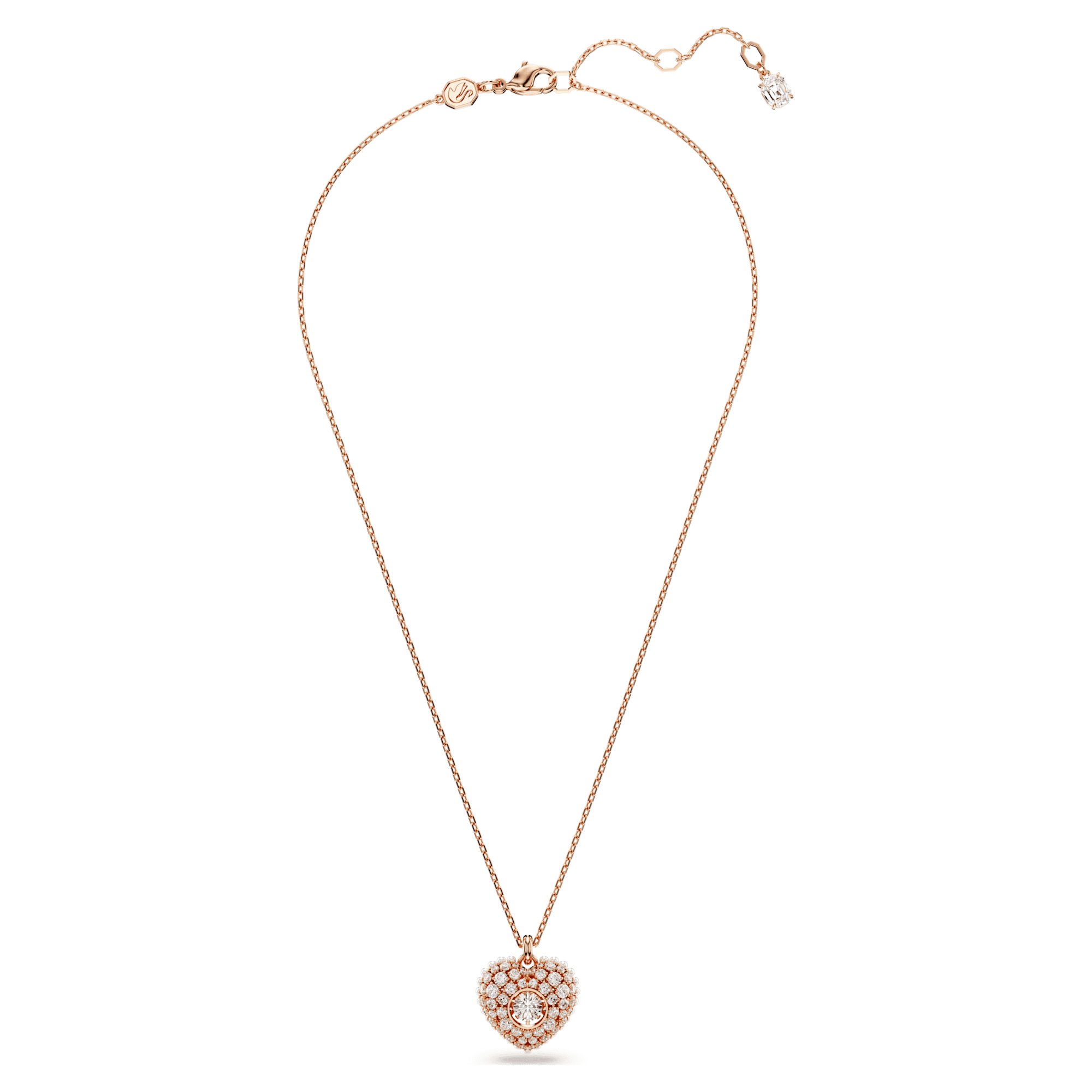Hyperbola Heart Crystal Pearl Pendant White Gold Rose – Swarovski