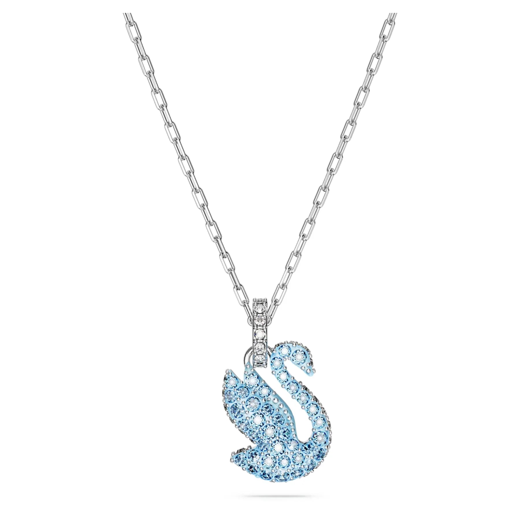 Iconico Cigno Ciondolo Cigno Piccolo Blu Placcato Rodio – Swarovski