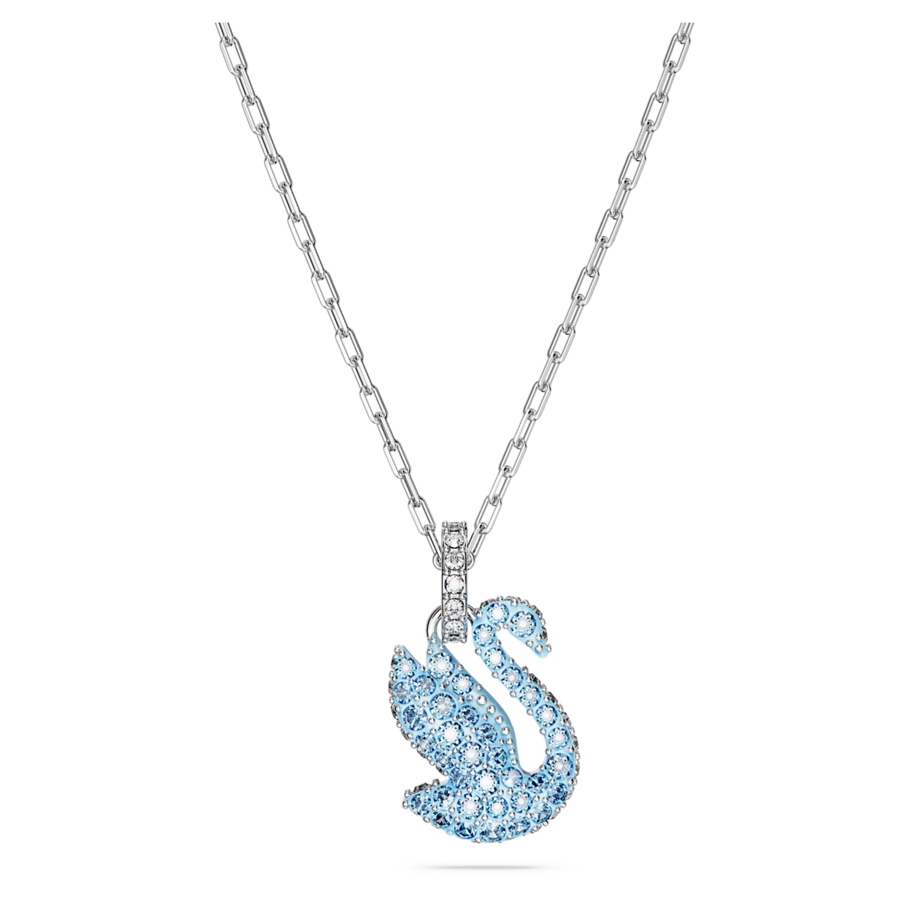 Iconic Swan Swan Pendant Small Blue Rhodium Plated – Swarovski