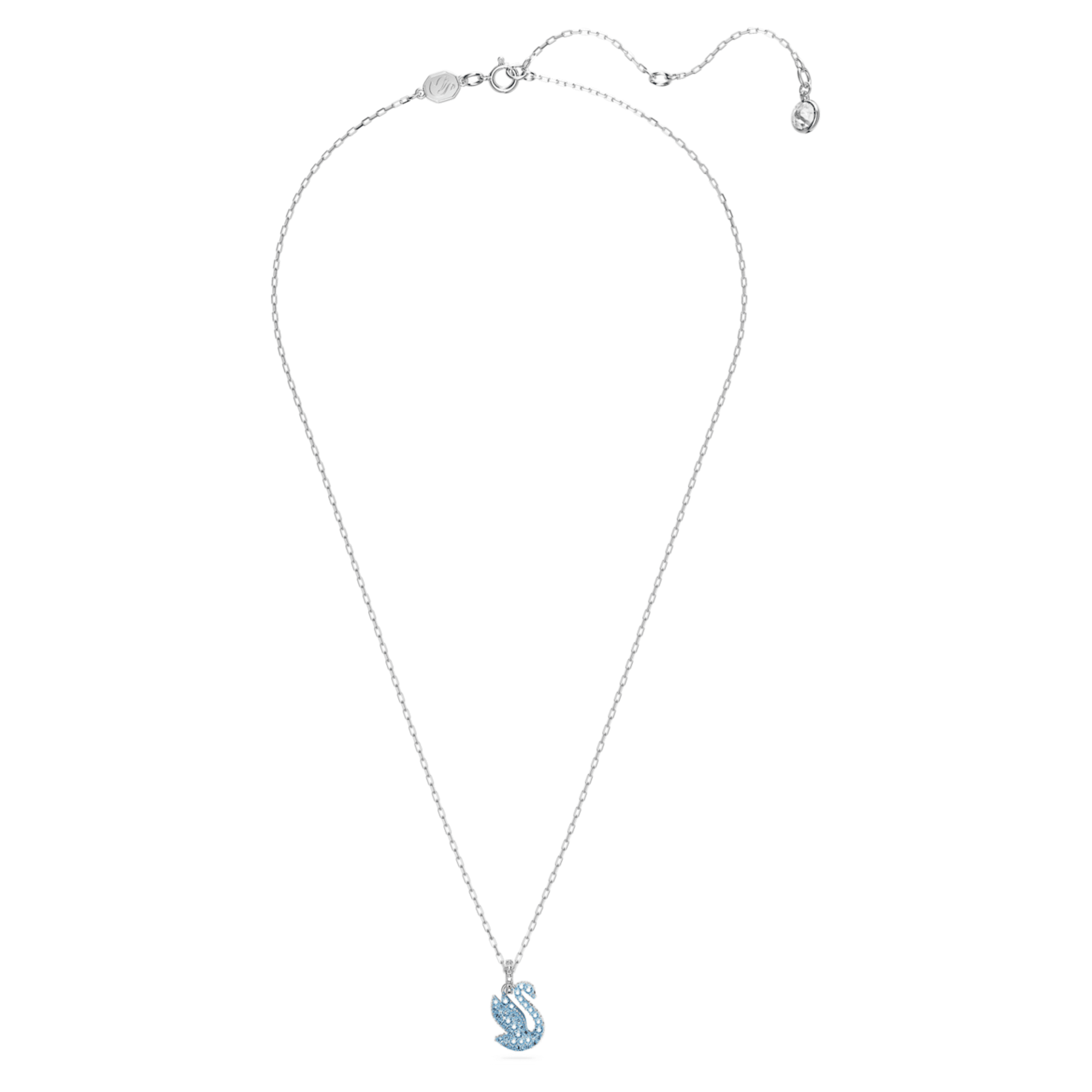 Iconic Swan Swan Pendant Small Blue Rhodium Plated – Swarovski