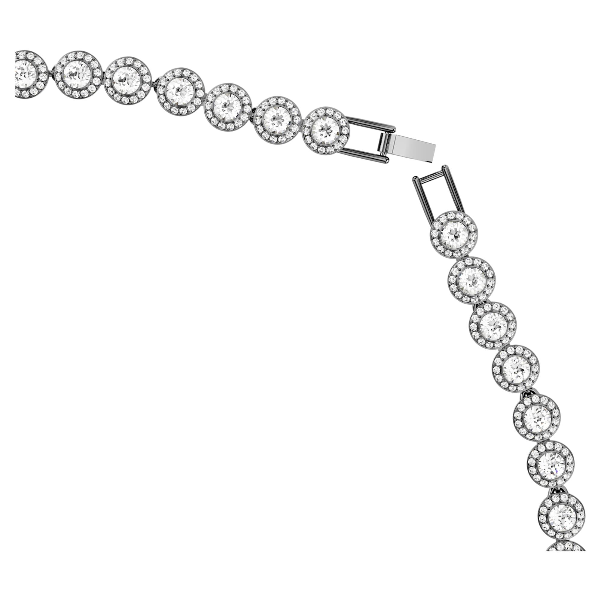 Κολιέ Una Angelic Tennis Στρογγυλό Μακρύ Λευκό Ρουθήνιο – όψη Swarovski 3