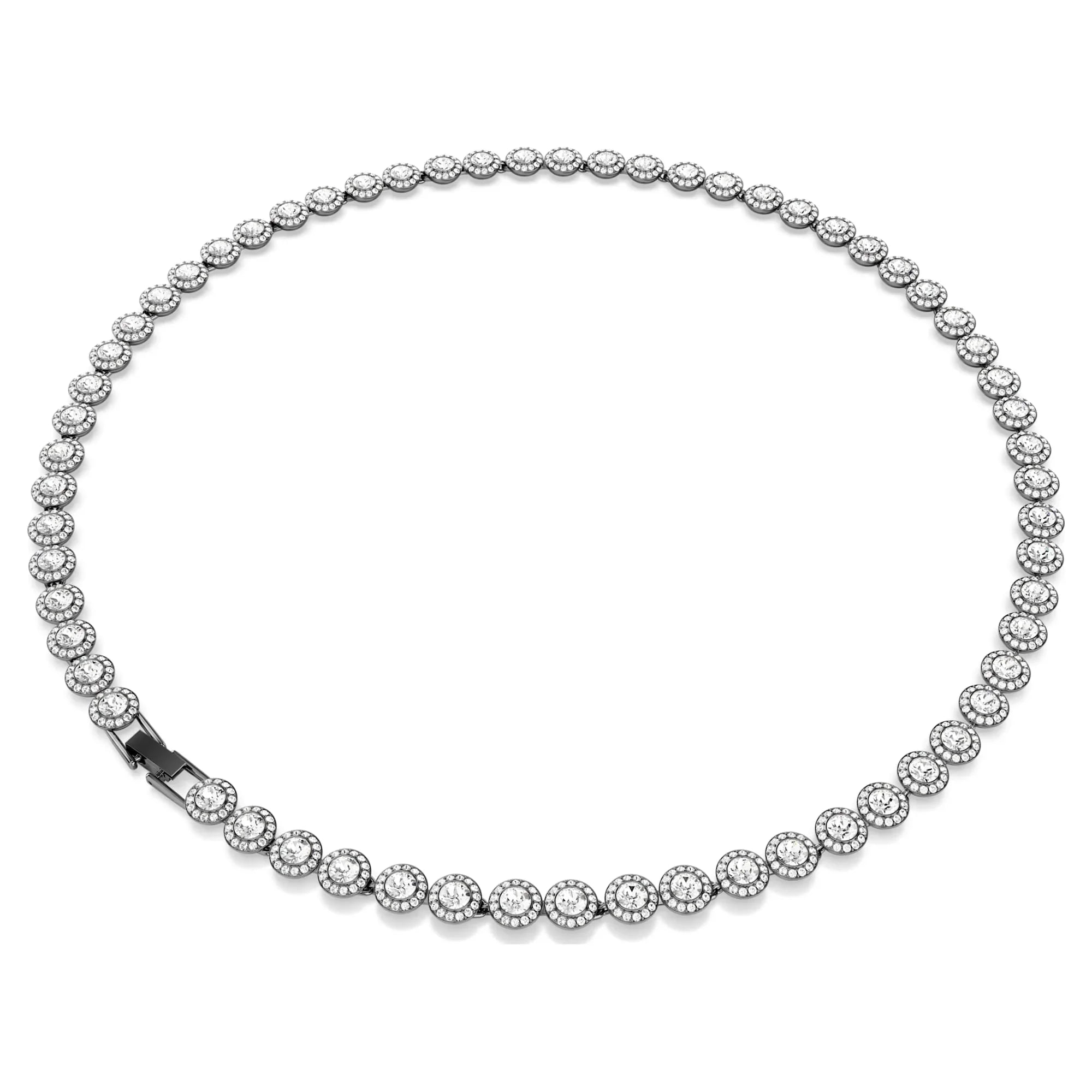 Κολιέ Una Angelic Tennis Στρογγυλό Μακρύ Λευκό Ρουθήνιο – όψη Swarovski 4