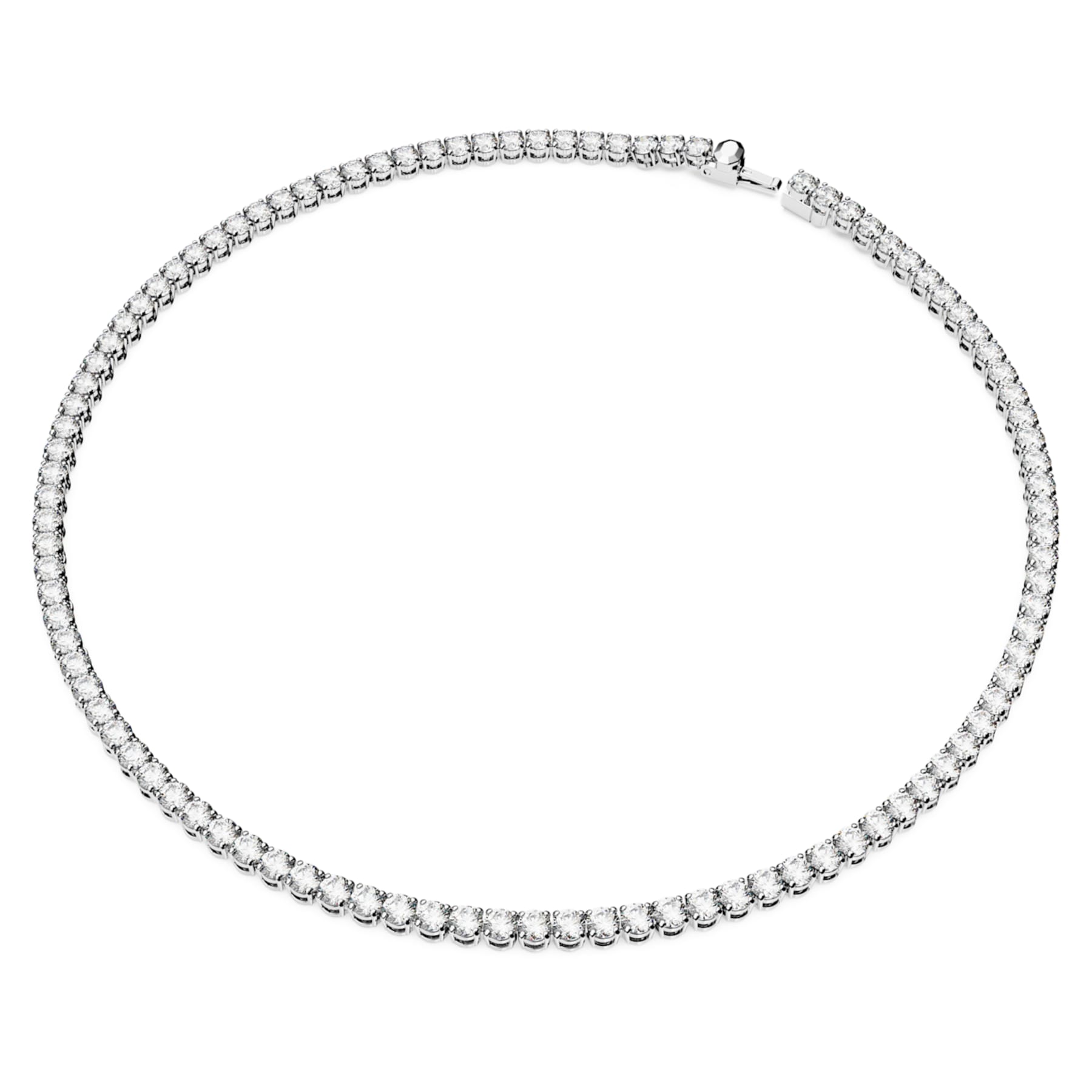 Matrix Tennis Necklace Round White Silver – Swarovski