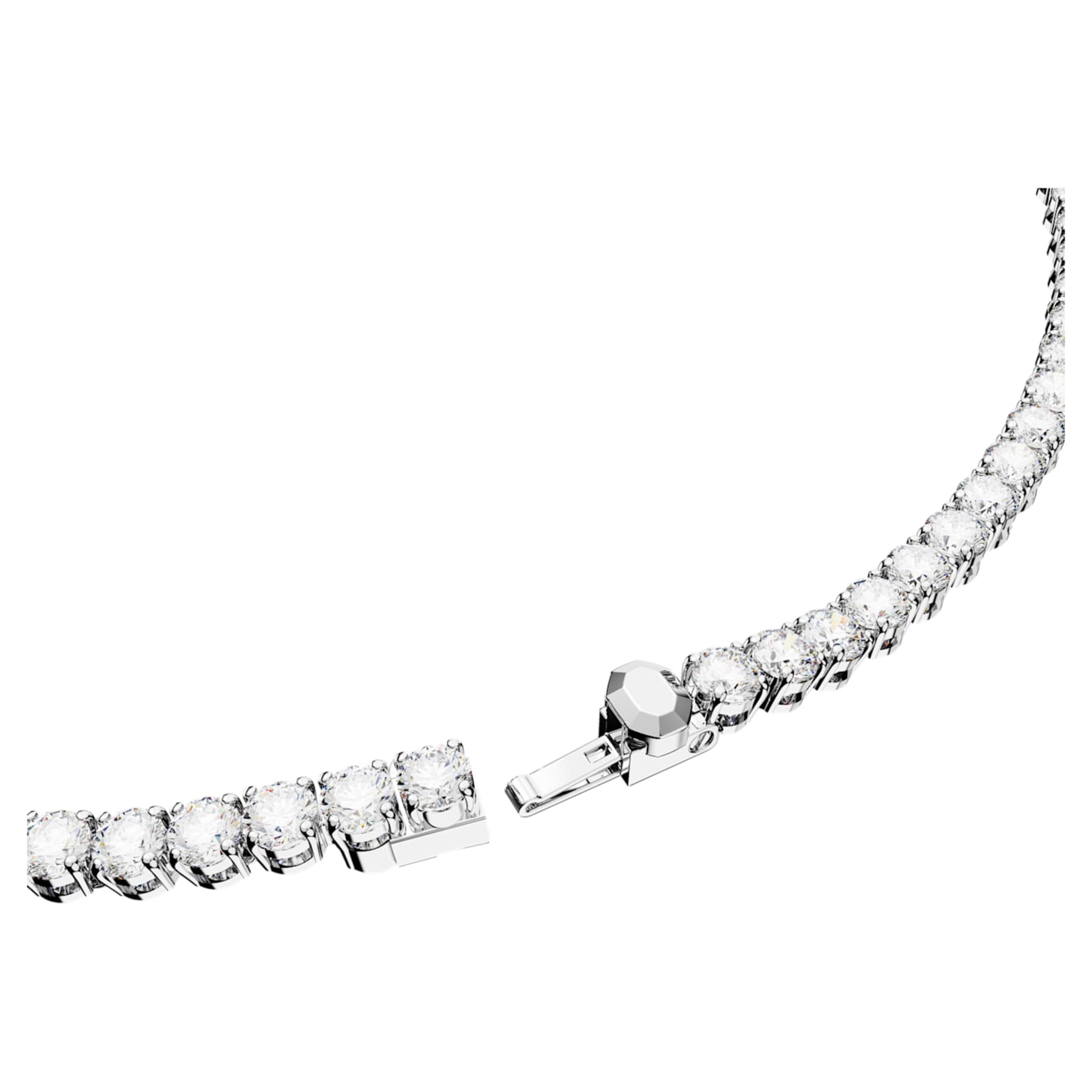 Matrix Tennis Necklace Round White Silver – Swarovski