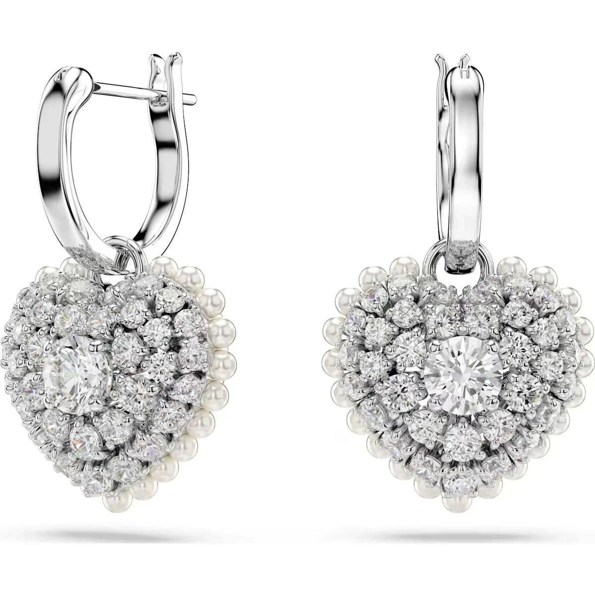 Női hiperbola szív fehér ezüst fülbevaló – Swarovski