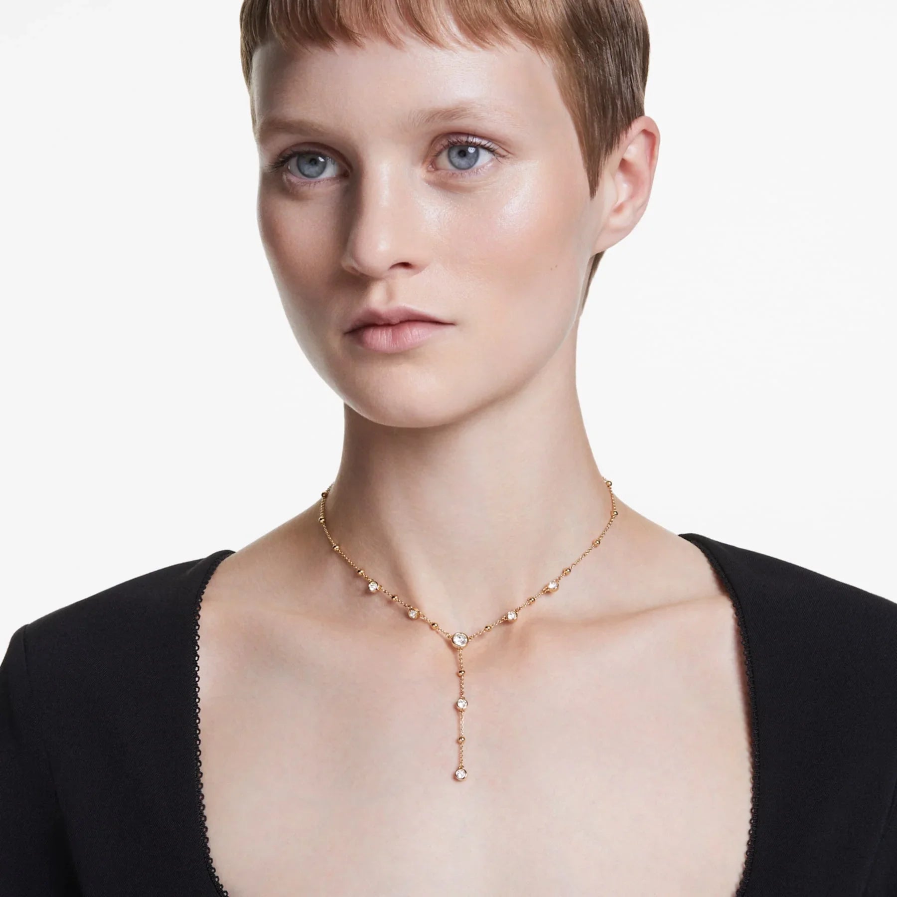 Collar Swarovski - Imber - Corte redondo - Baño en tono blanco y dorado vista 3