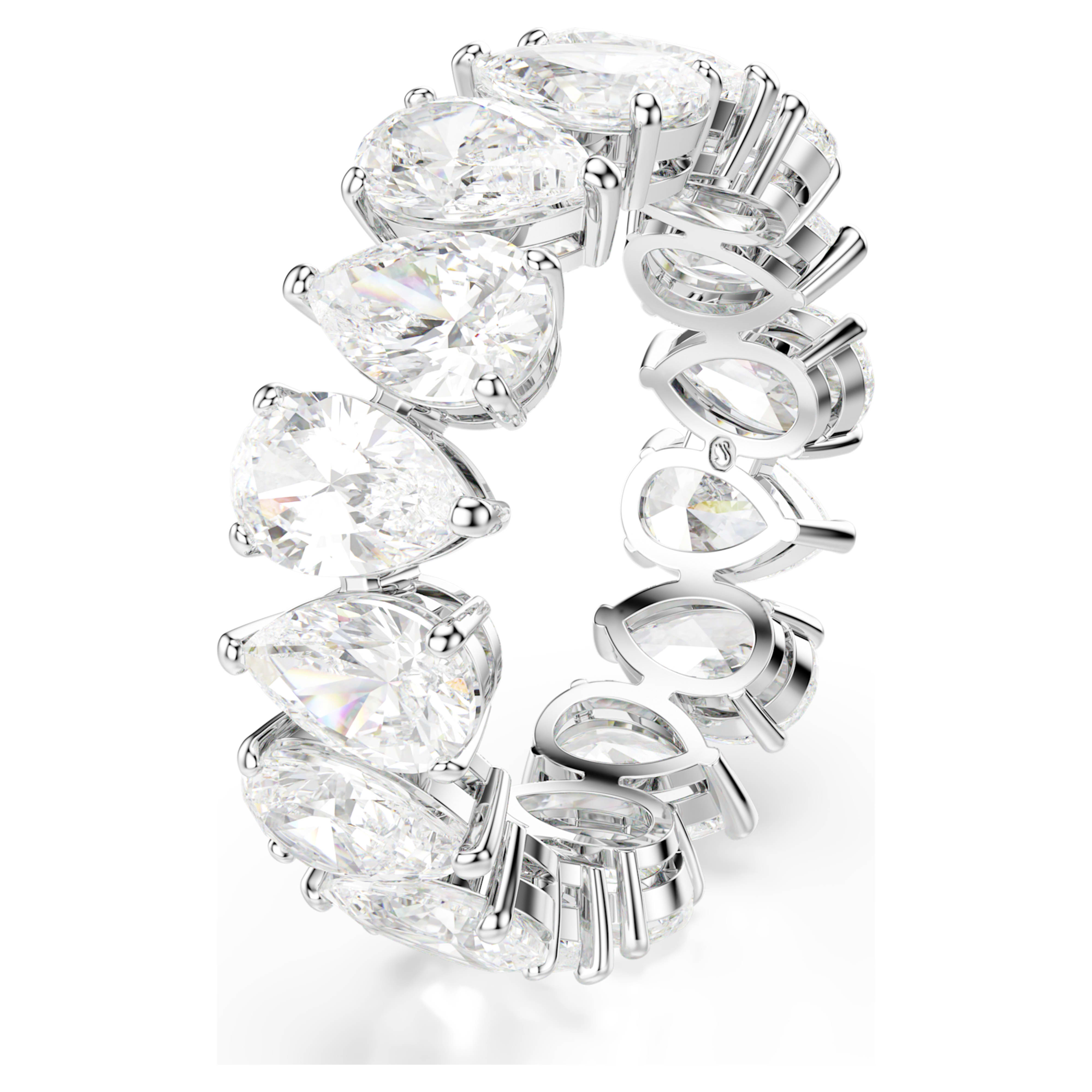 Matrix Vittore Women's White Pear Silver Ring – Swarovski