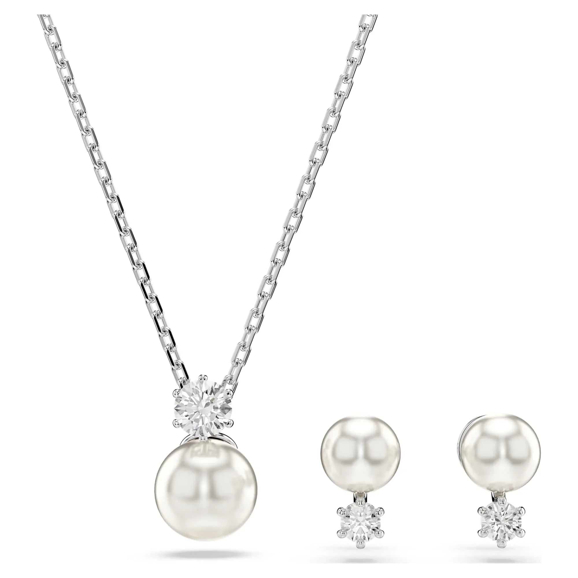 Conjunto Swarovski - Matrix - Tamaño redondo - Blanco y Plata