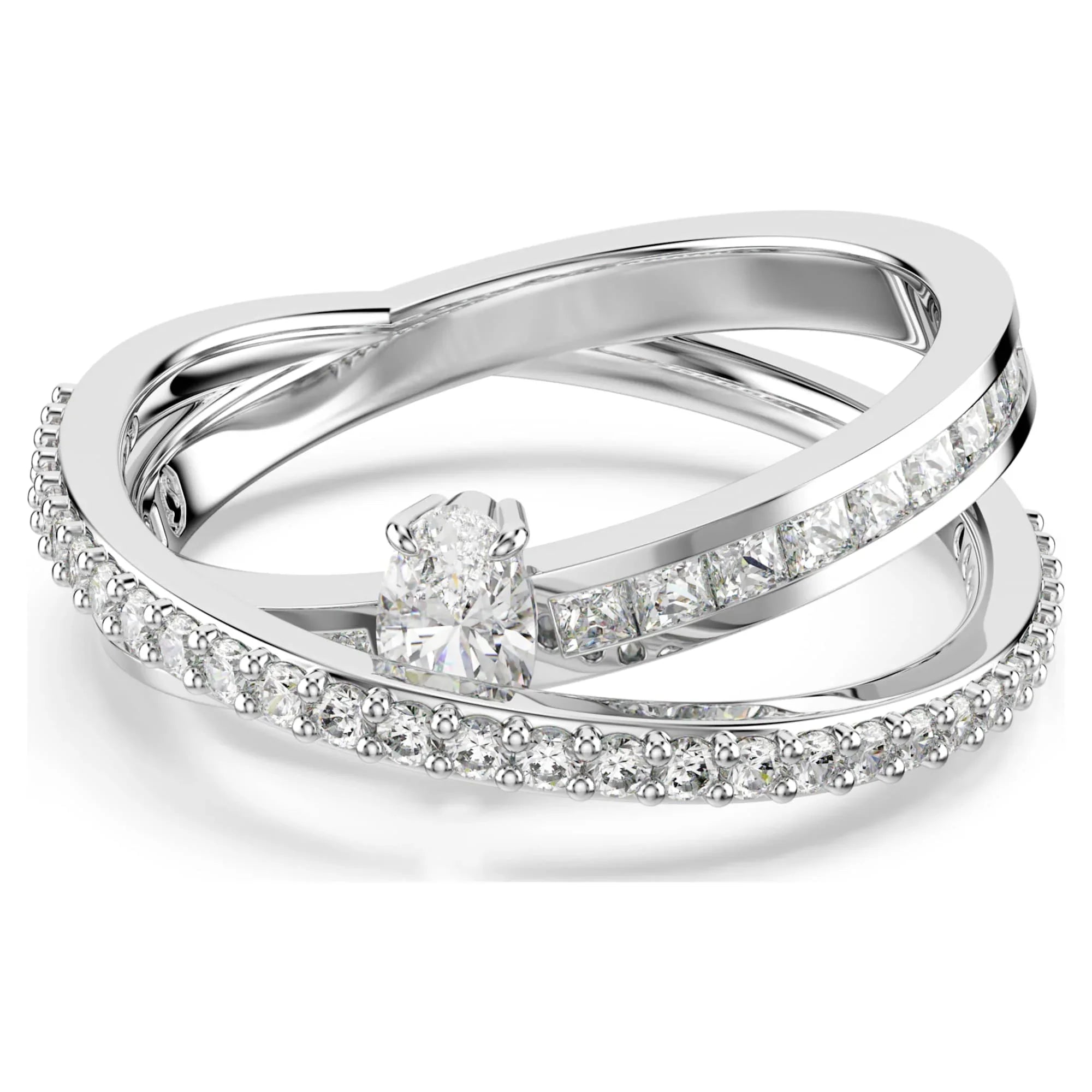 Anel Swarovski - Hipérbole - Vários tamanhos - Branco e Prata
