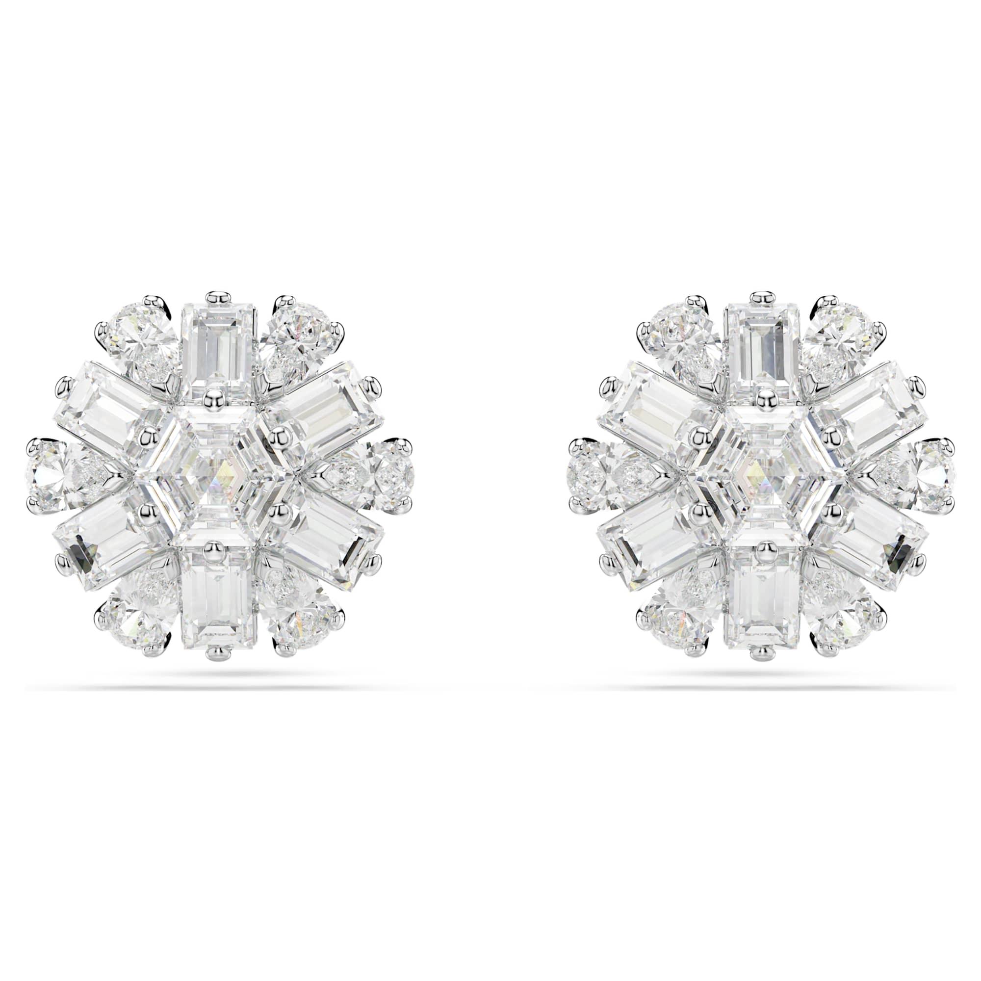 Idyllia zilveren witte sneeuwvlokoorbellen dames – Swarovski