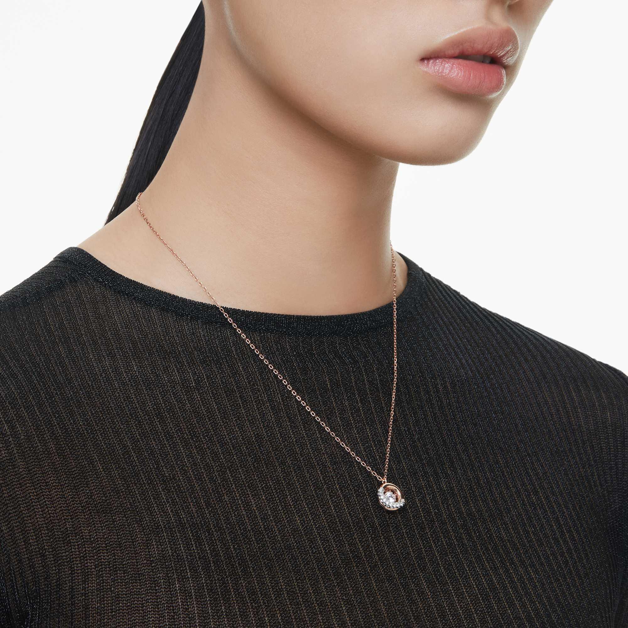 Dextera Round White Rose Gold Pendel – Swarovski view 2