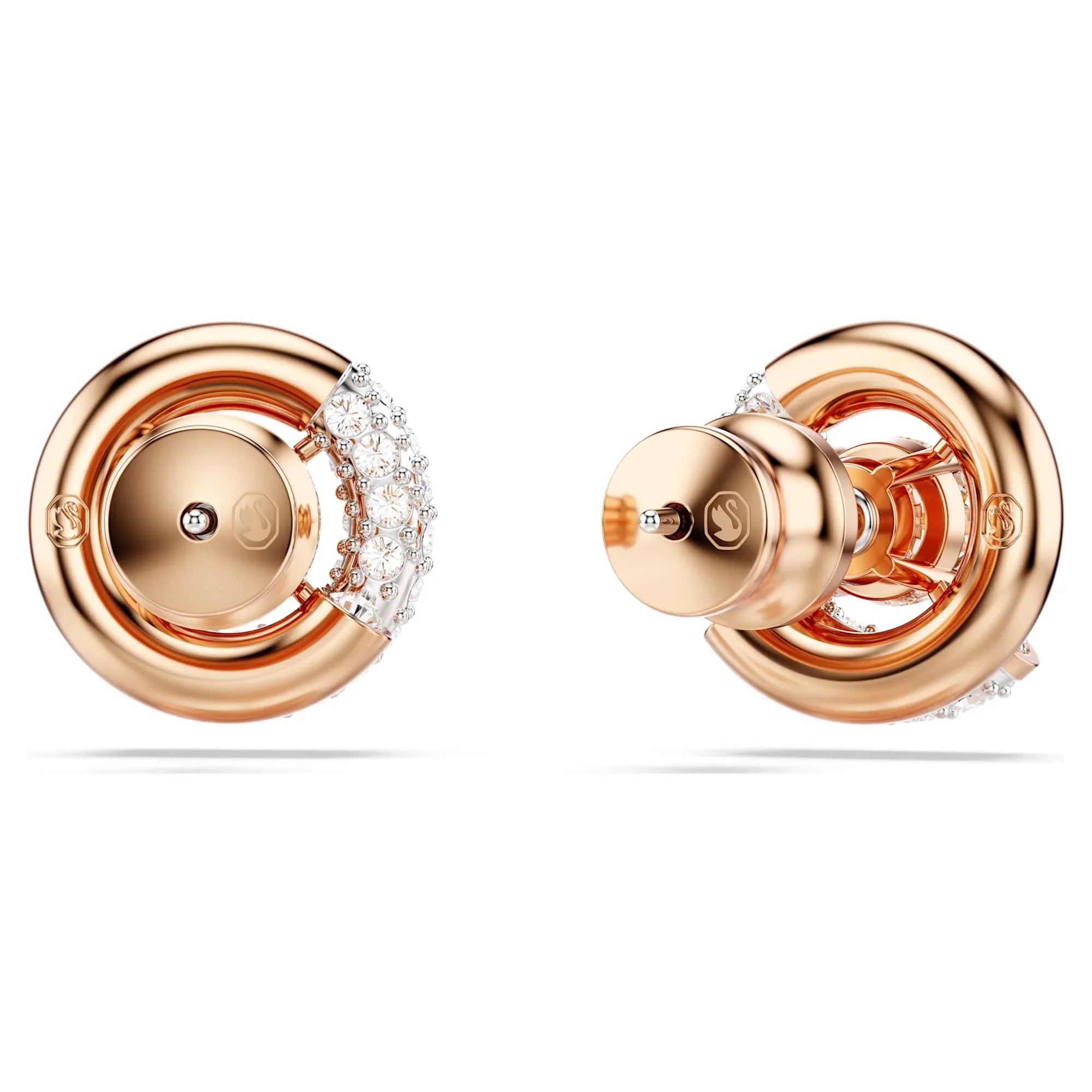 Swarovski küpe - Dextera - Yuvarlak kesim - Beyaz ve Roze görünüm 3